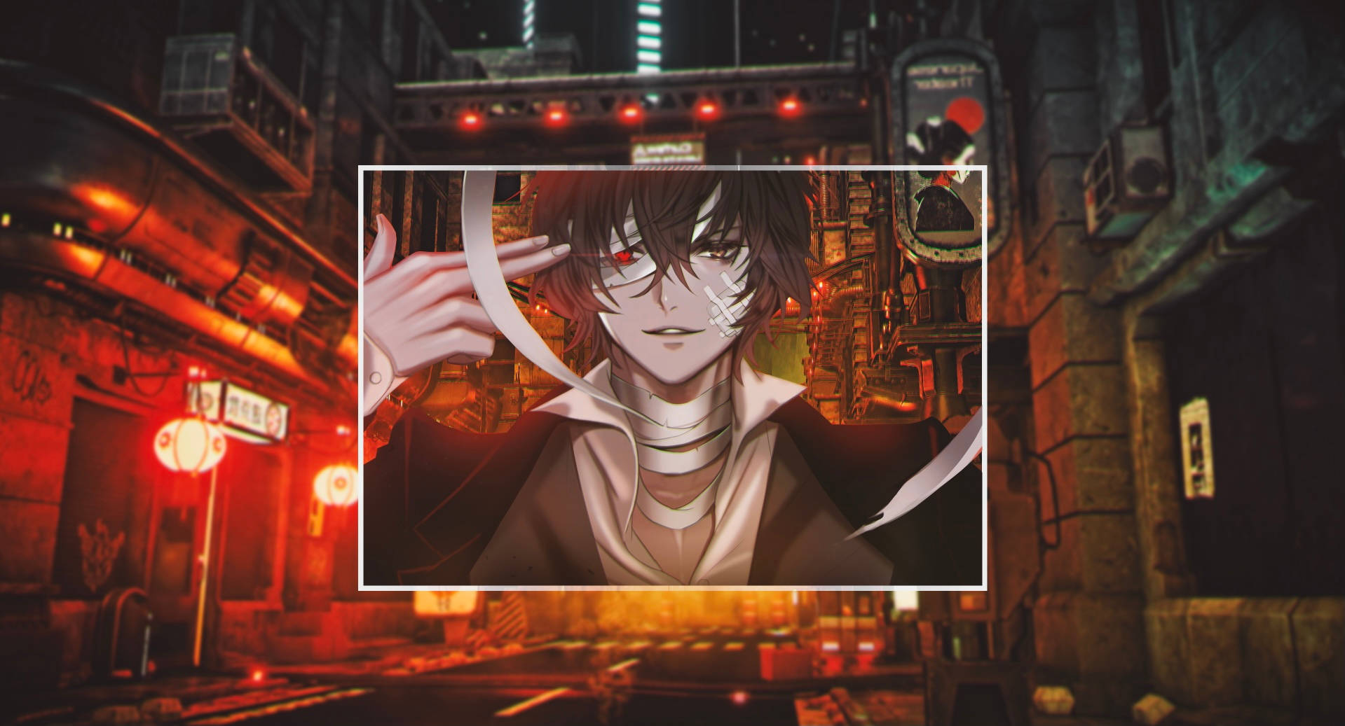 Dazai Against A Glowing City Background