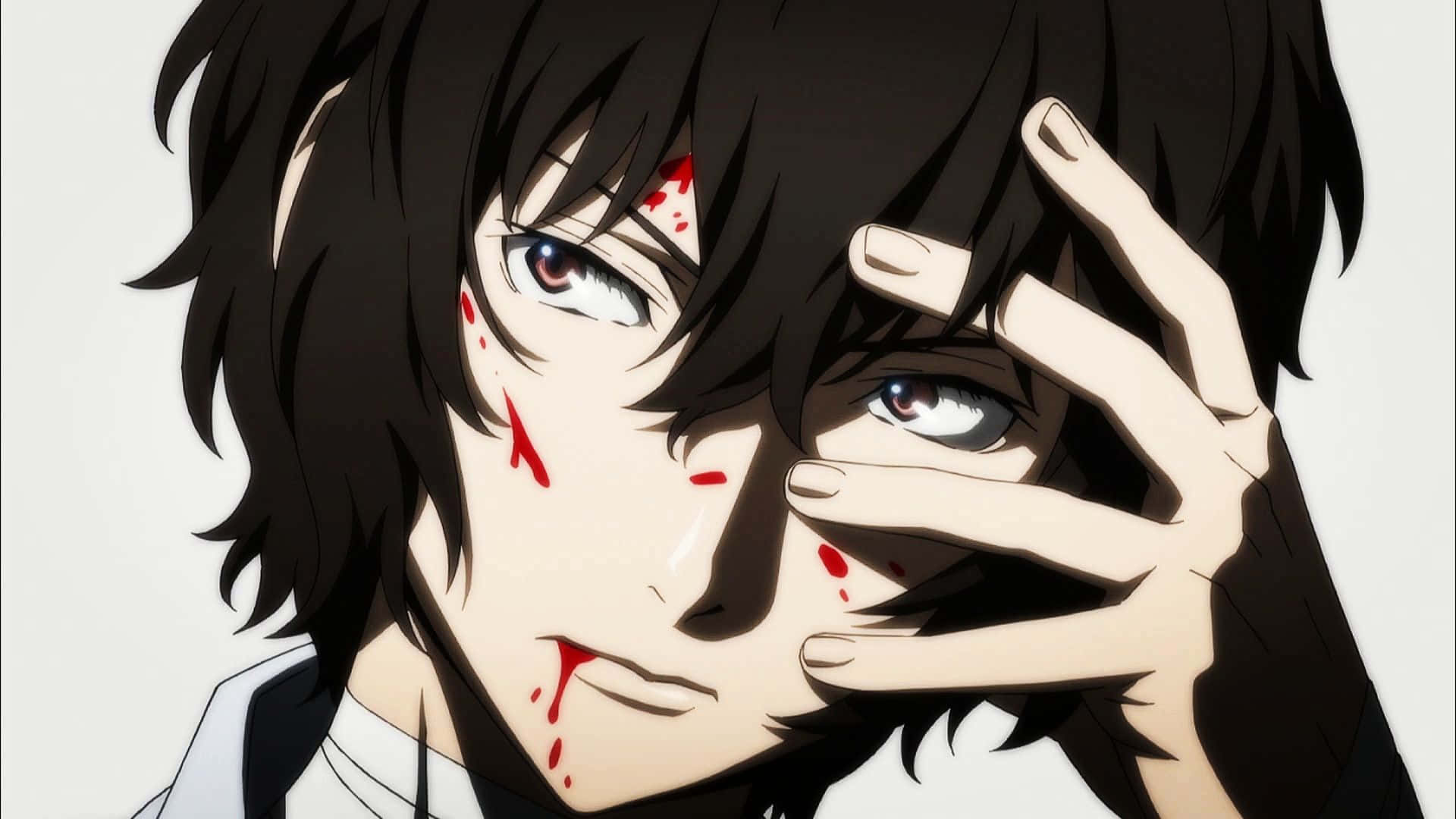 Dazai Osamu Anime Pose Bleeding Face Background