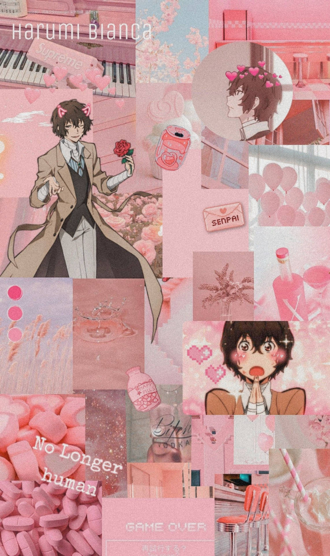 Dazai Pink Collage Background