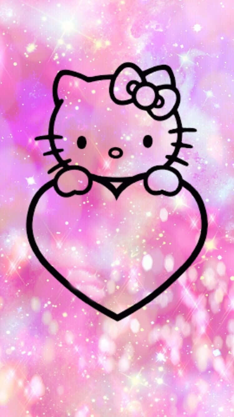 Dazzling Cute Pink Hello Kitty Heart Background