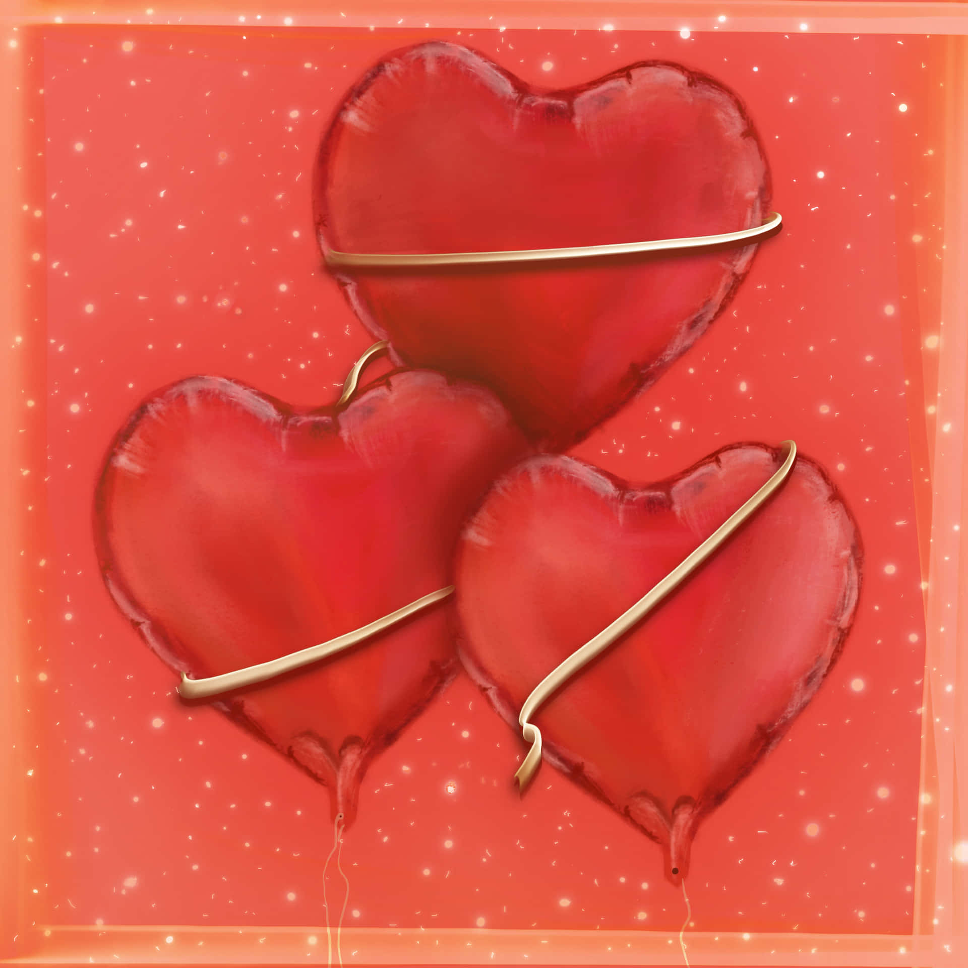 Dazzling Digital Artwork Of Heart Aesthetic Valentine's Day Background