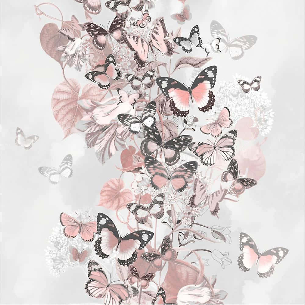Dazzling Display Of Pink Rose Gold Butterflies Background