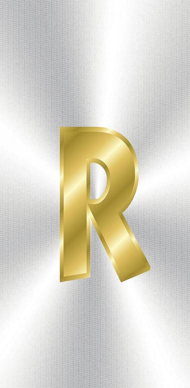 Dazzling Gold Letter R On A Silver Background