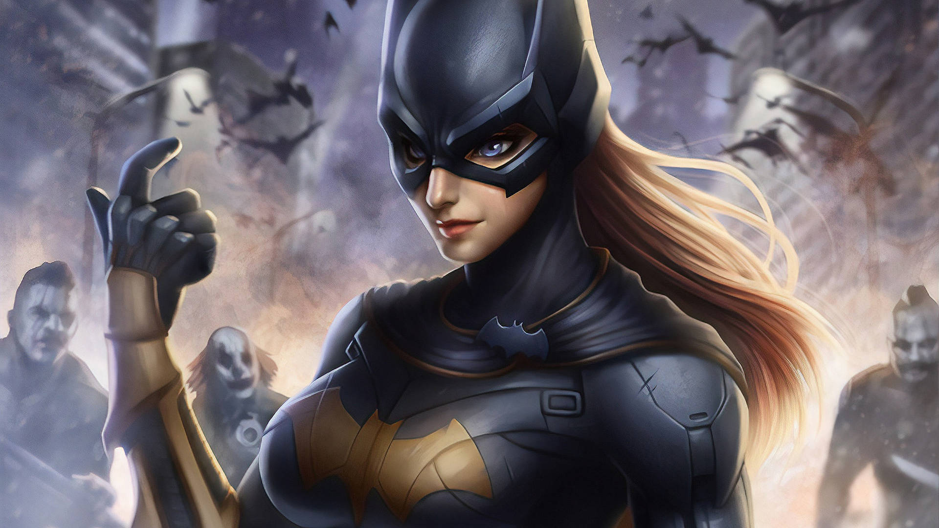 Dc Batgirl In Black Superhero Suit Background