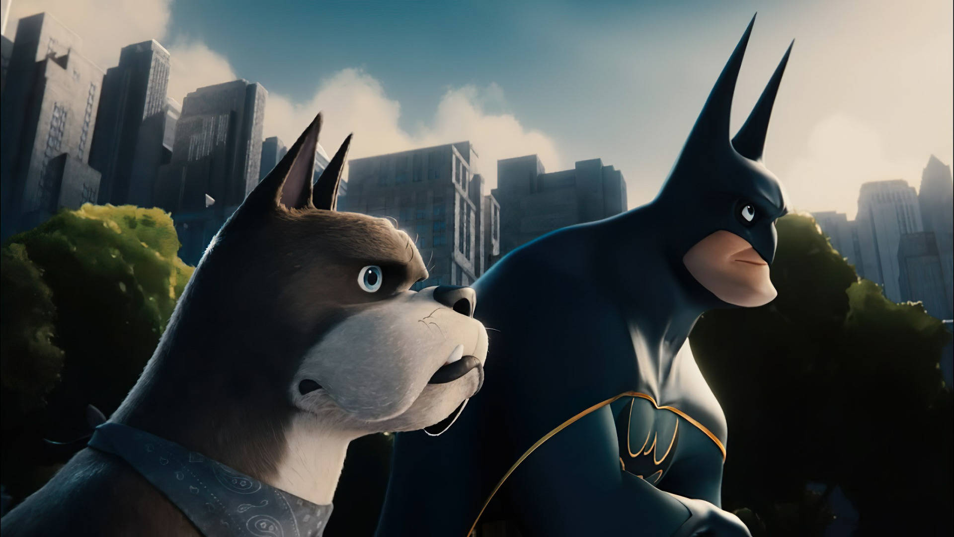 Dc League Of Super Pets Batman With Dog Background