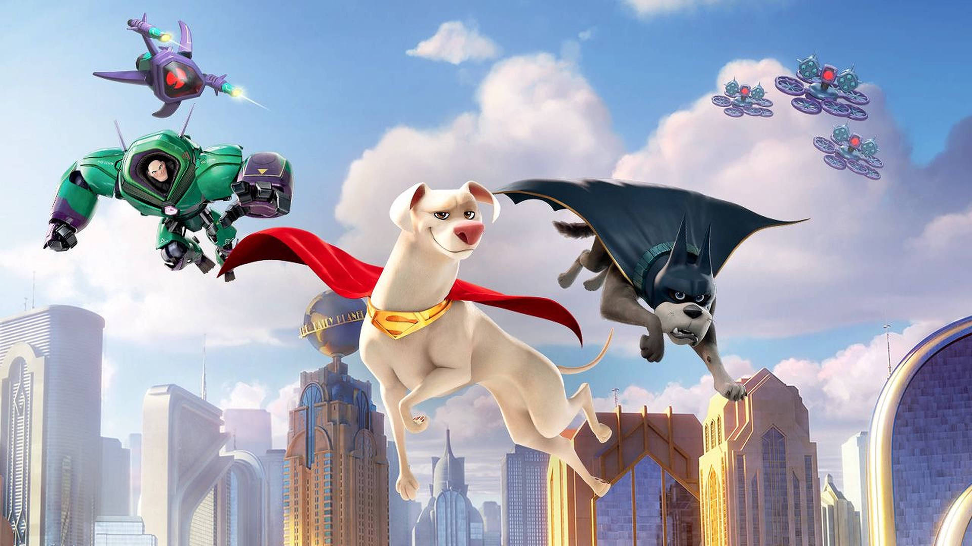 Dc League Of Super Pets Flying Background