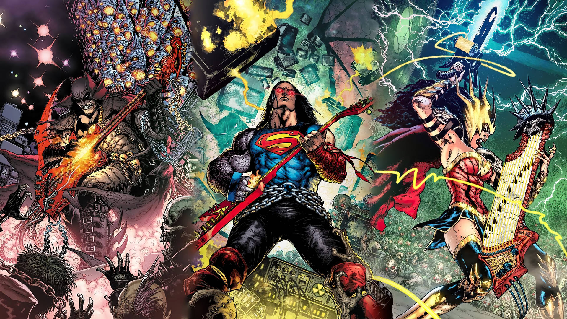 Dc Superheroes Fighting Zombies Background