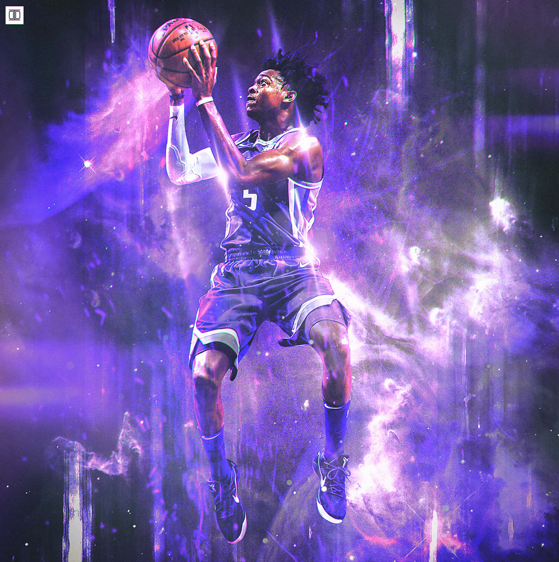 De'aaron Fox Fanart Purple Effect Nba Background