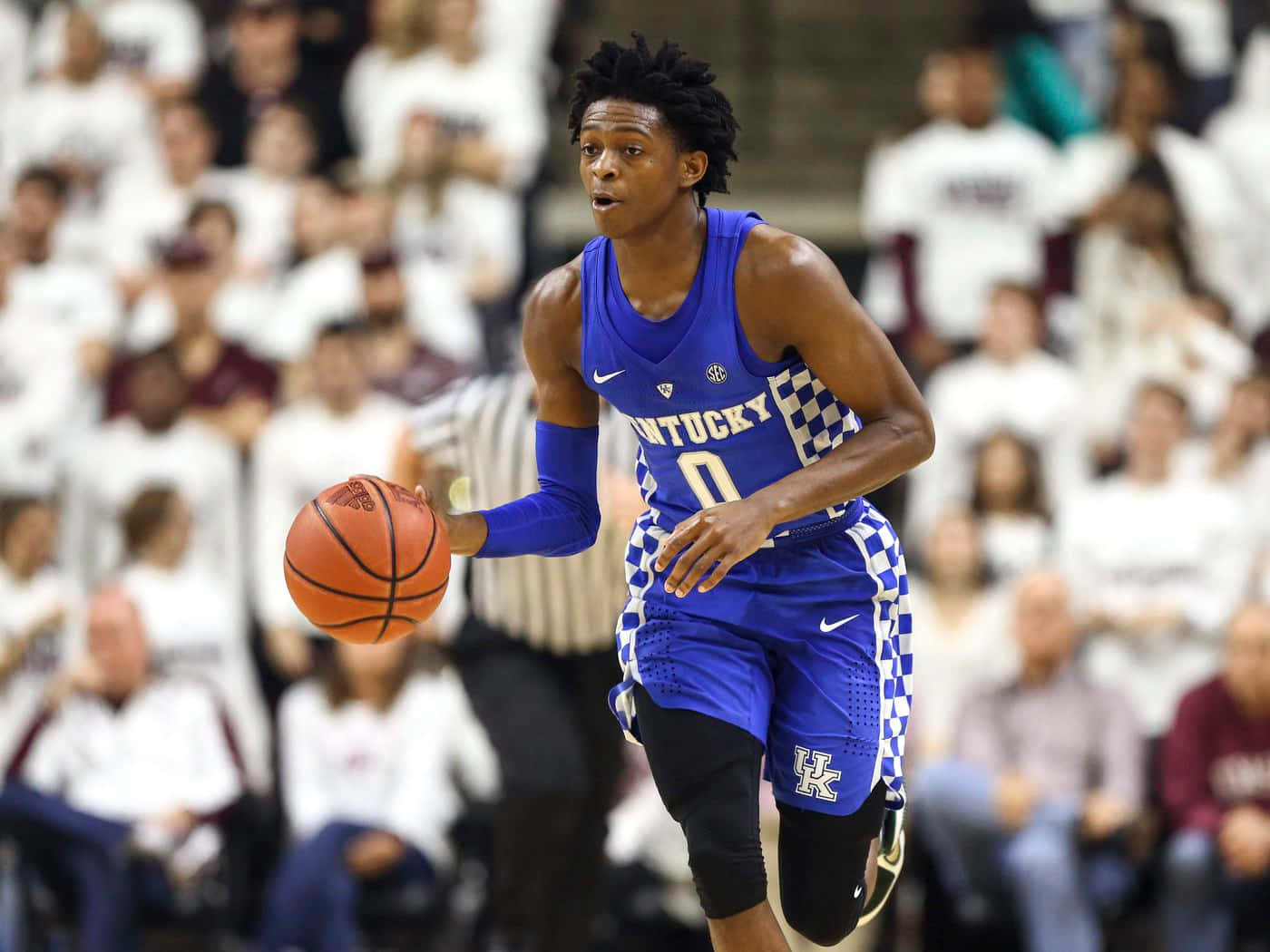 De'aaron Fox Kentucky Wildcats Blue Jersey Background