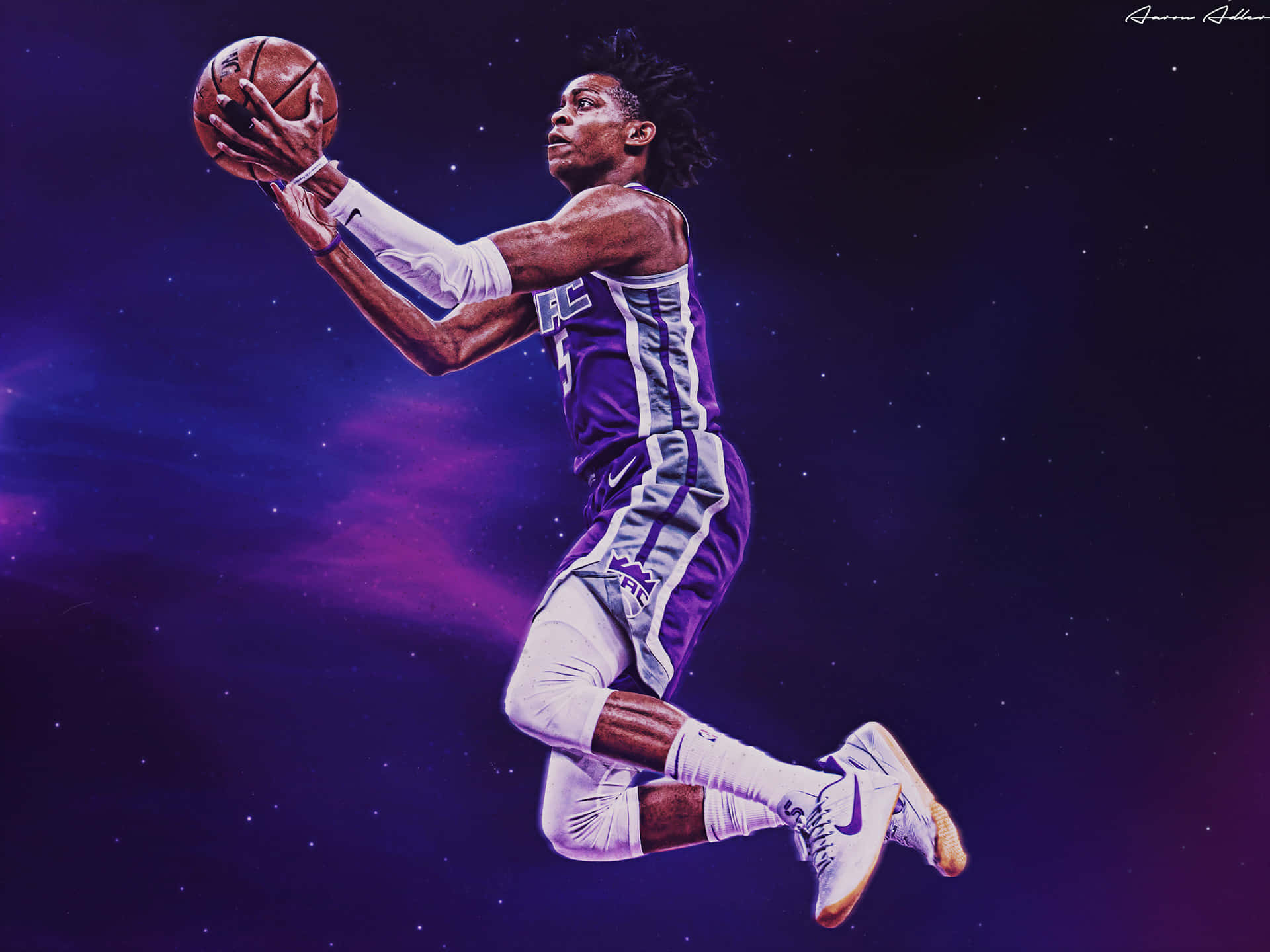 De'aaron Fox Purple Fanart Floating Background