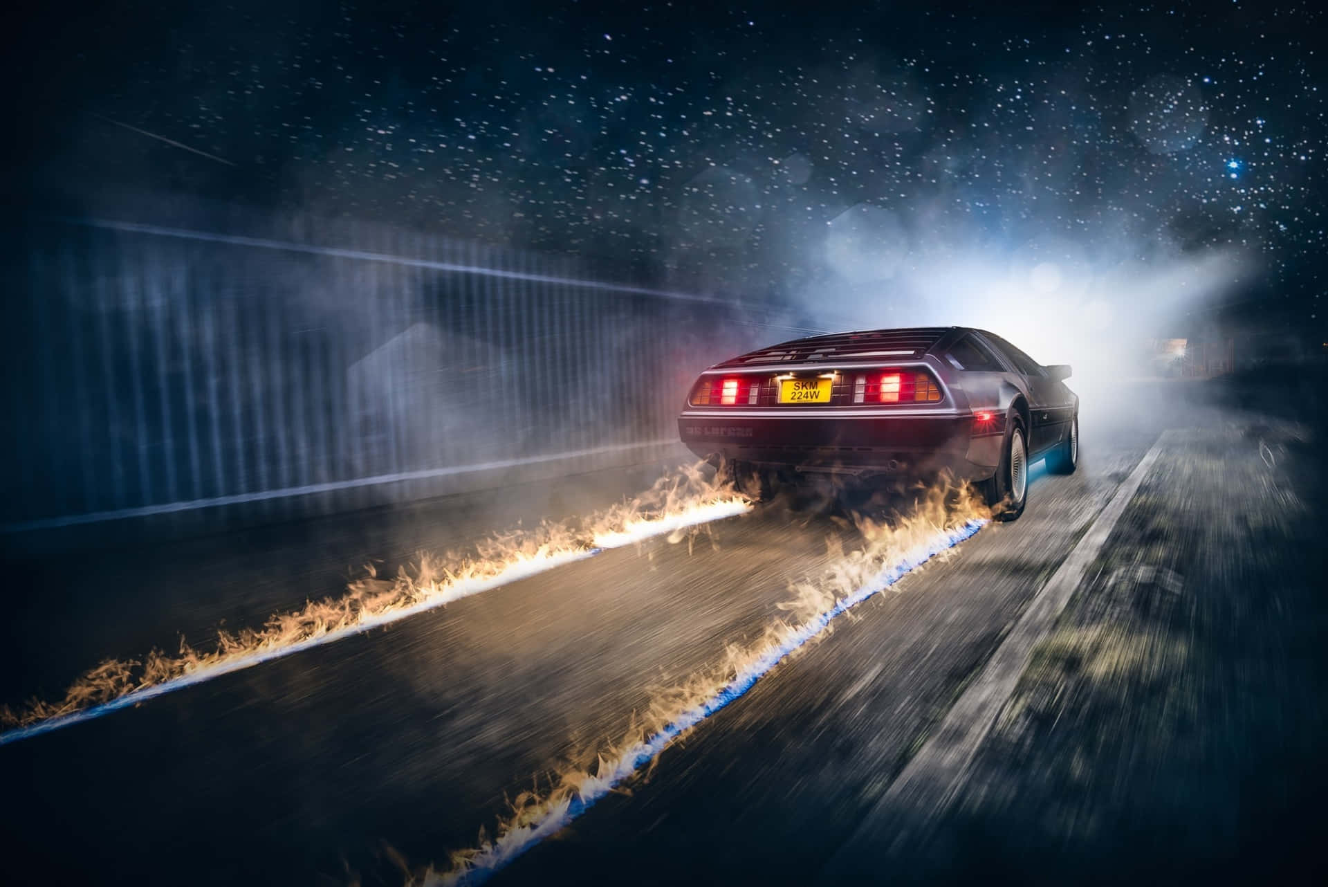 De Lorean Time Travel Attempt Background