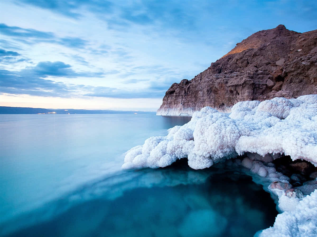 Dead Sea Shore Layer Of Salt Background