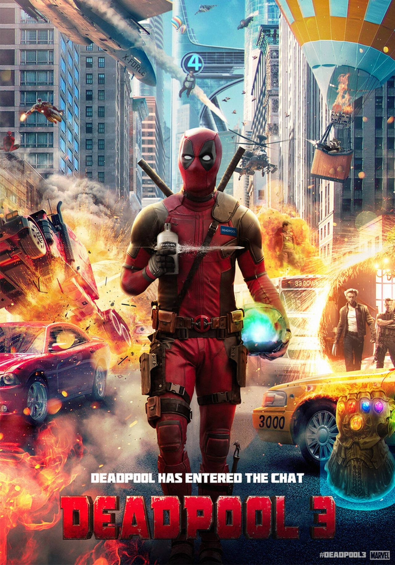 Deadpool 3 Movie Poster Portals Background