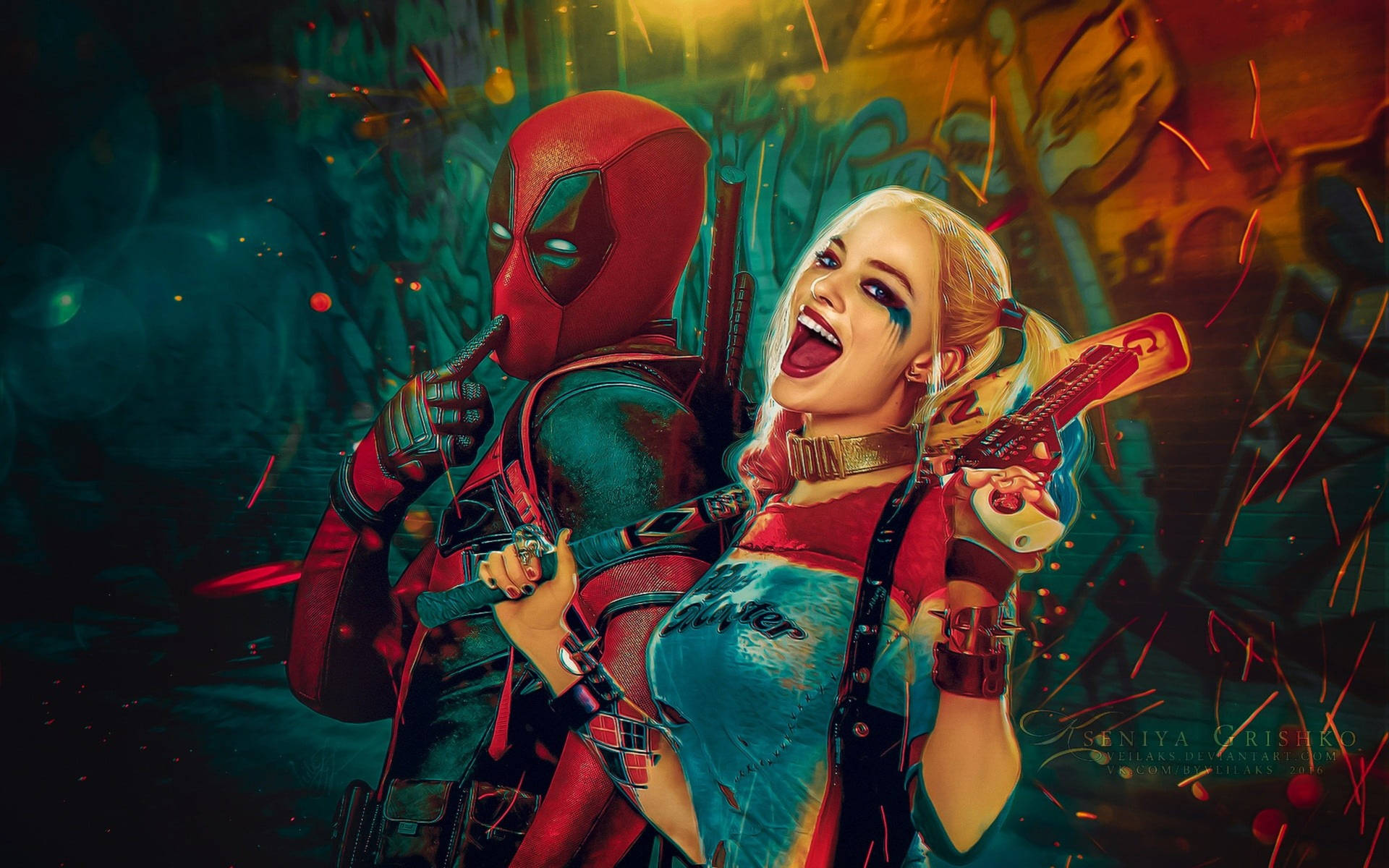 Deadpool And Harley Quinn Duos Background