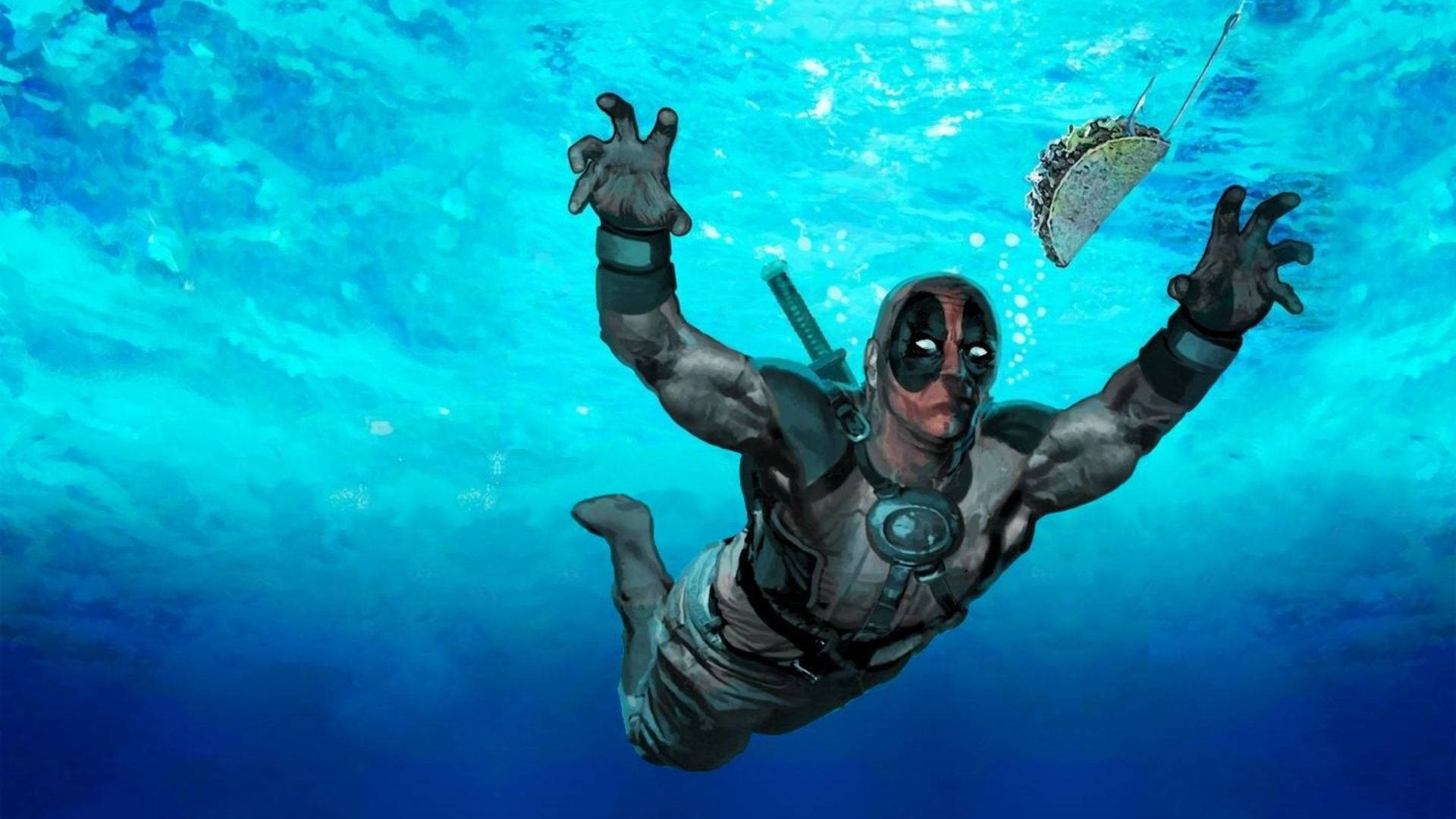 Deadpool Chasing Taco Background