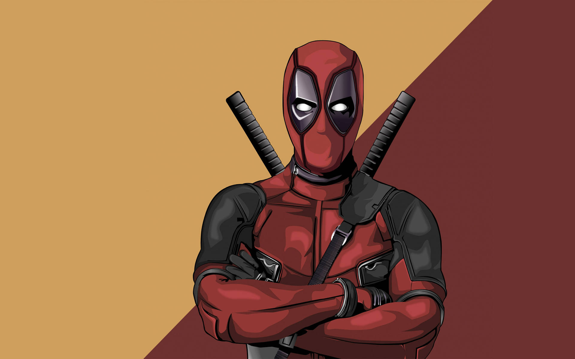 Deadpool Drawing In Two Tone Background