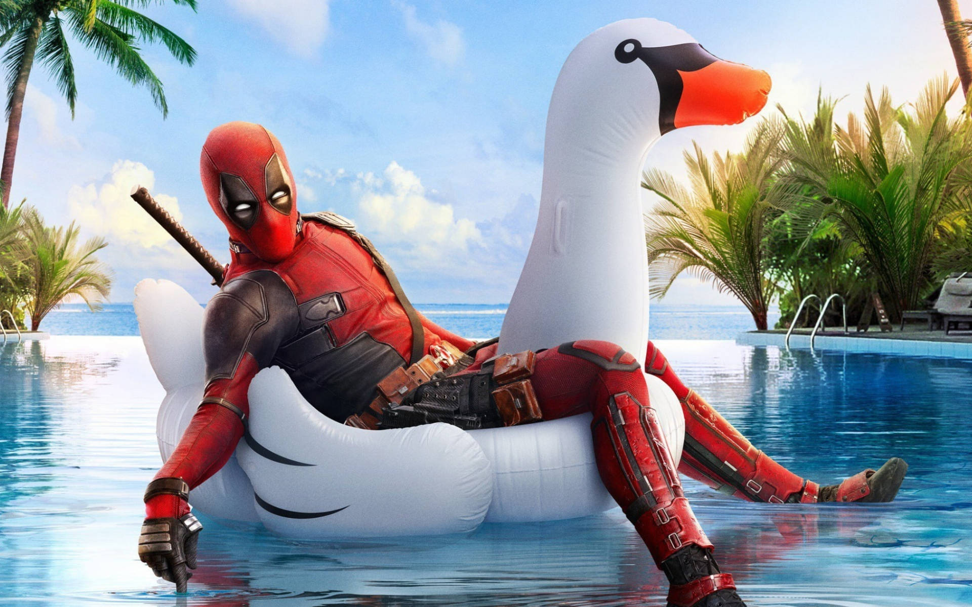 Deadpool In Swimming Pool Background