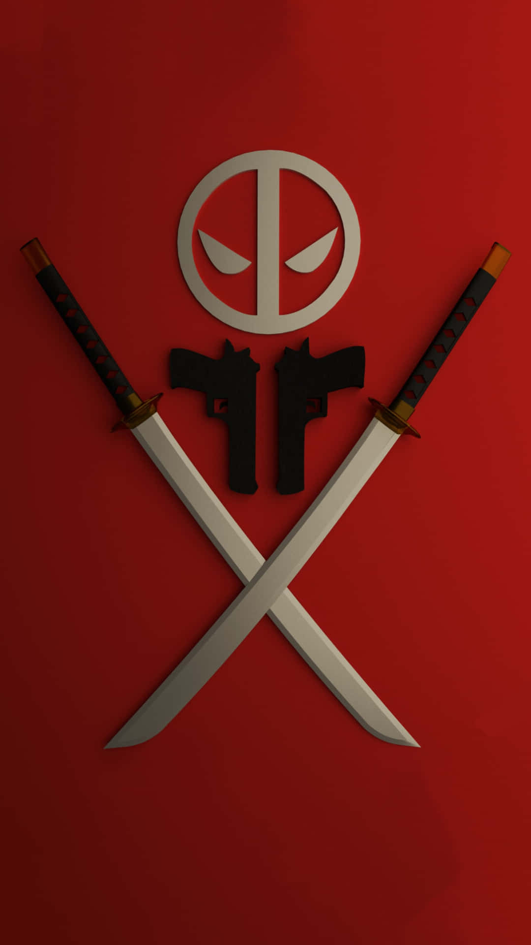 Deadpool Logo And Weapons Background