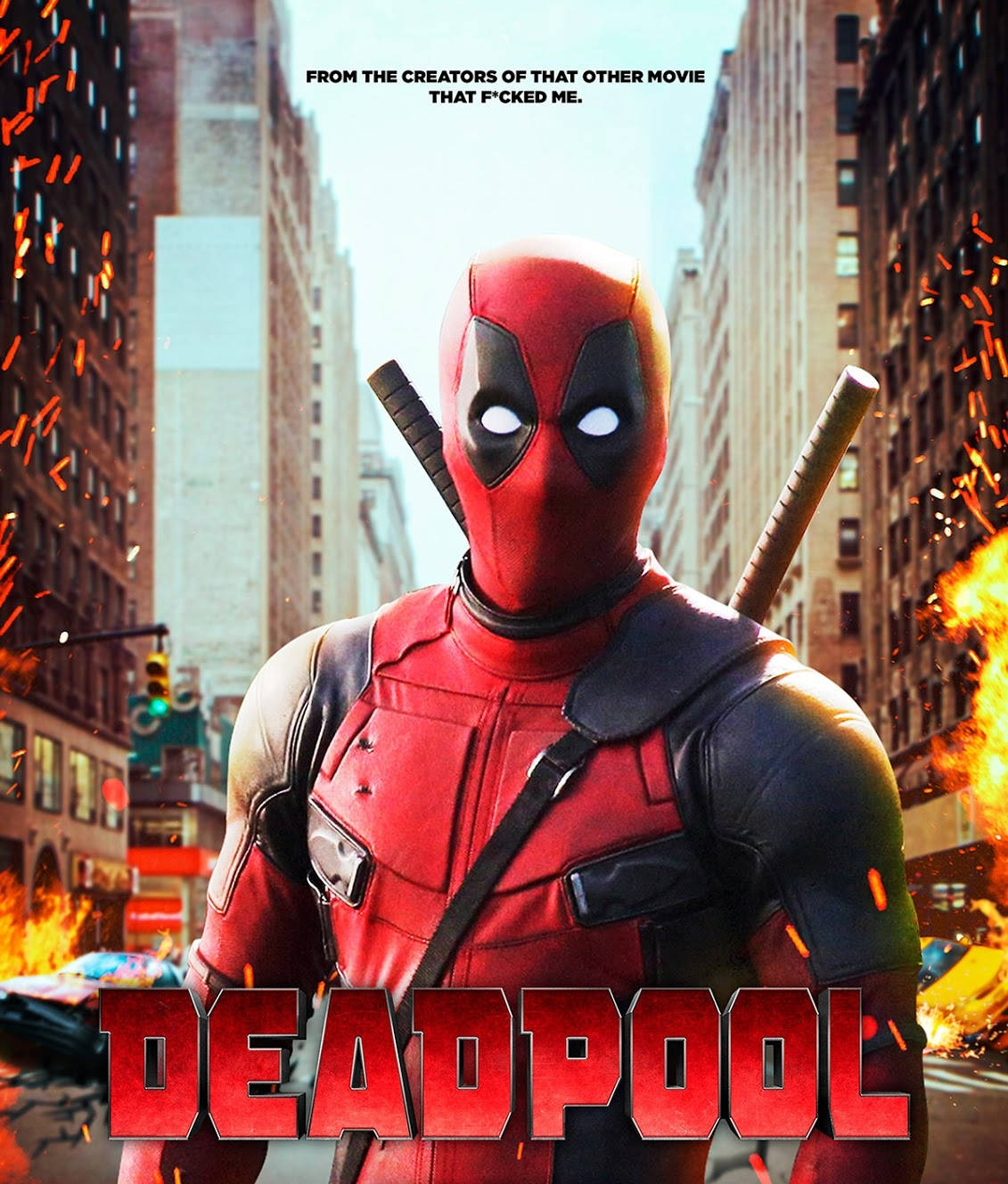 Deadpool Movie Burning City Poster Background