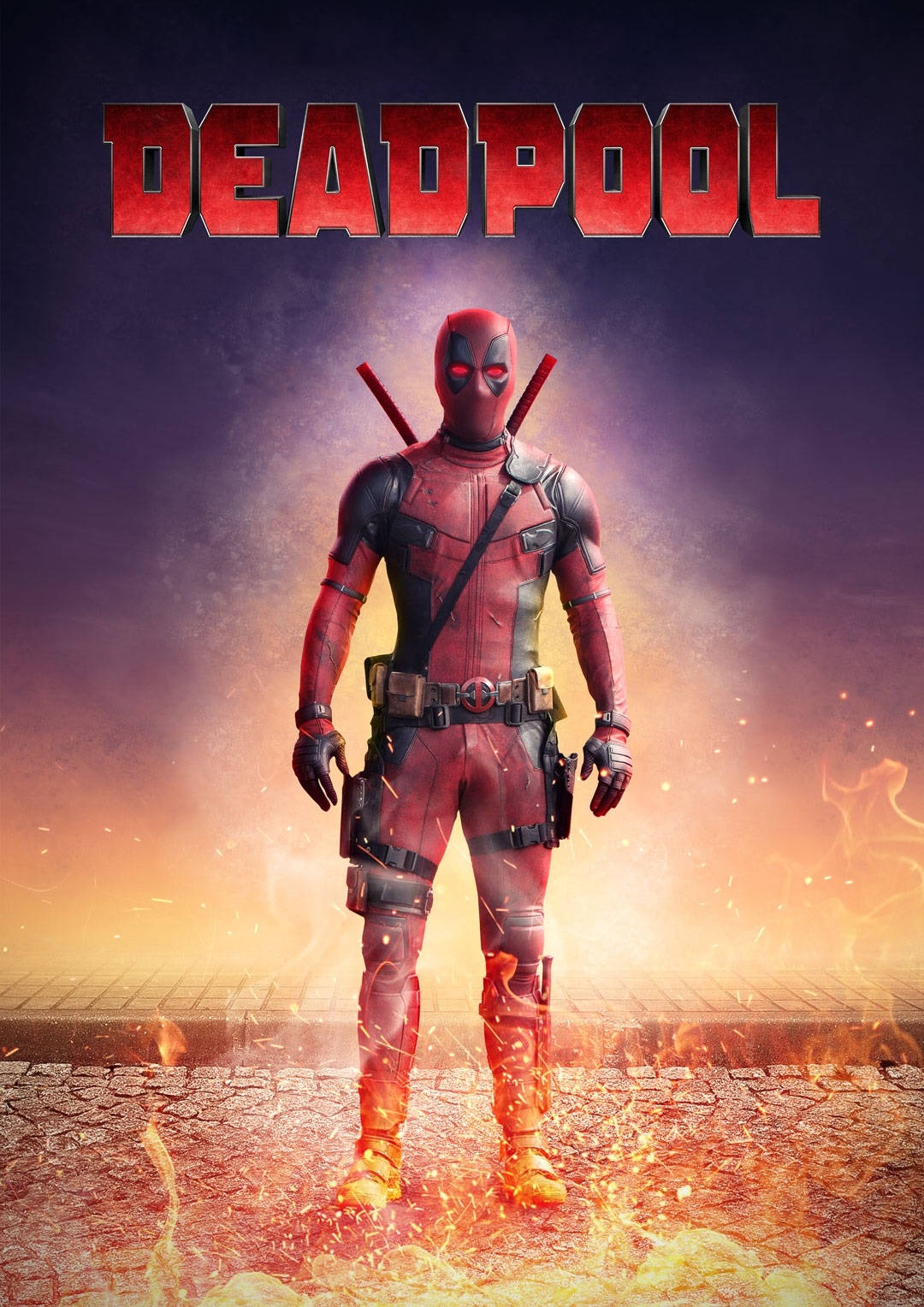 Deadpool Movie Fire Poster Fanart Background