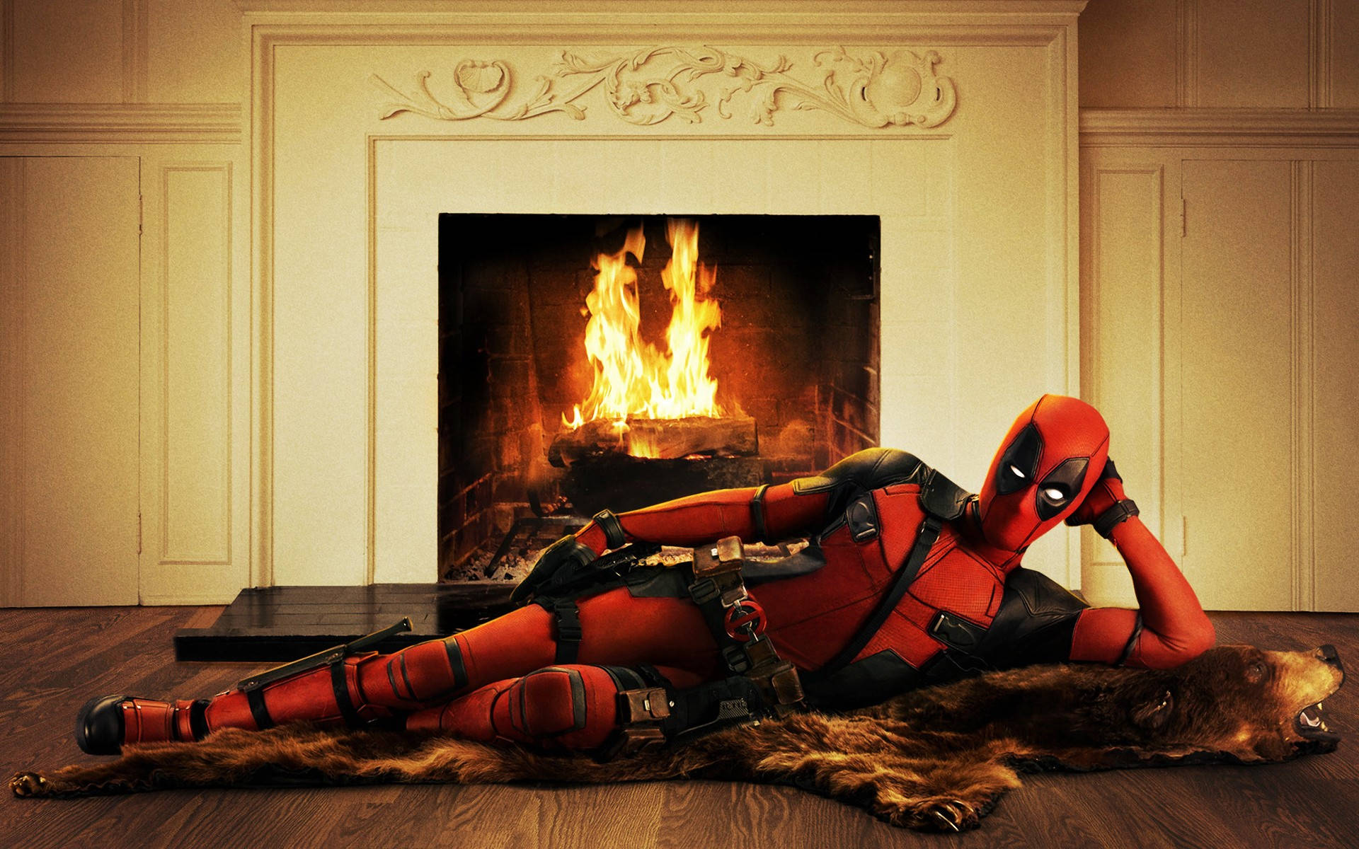 Deadpool Movie Fireplace Poster Background