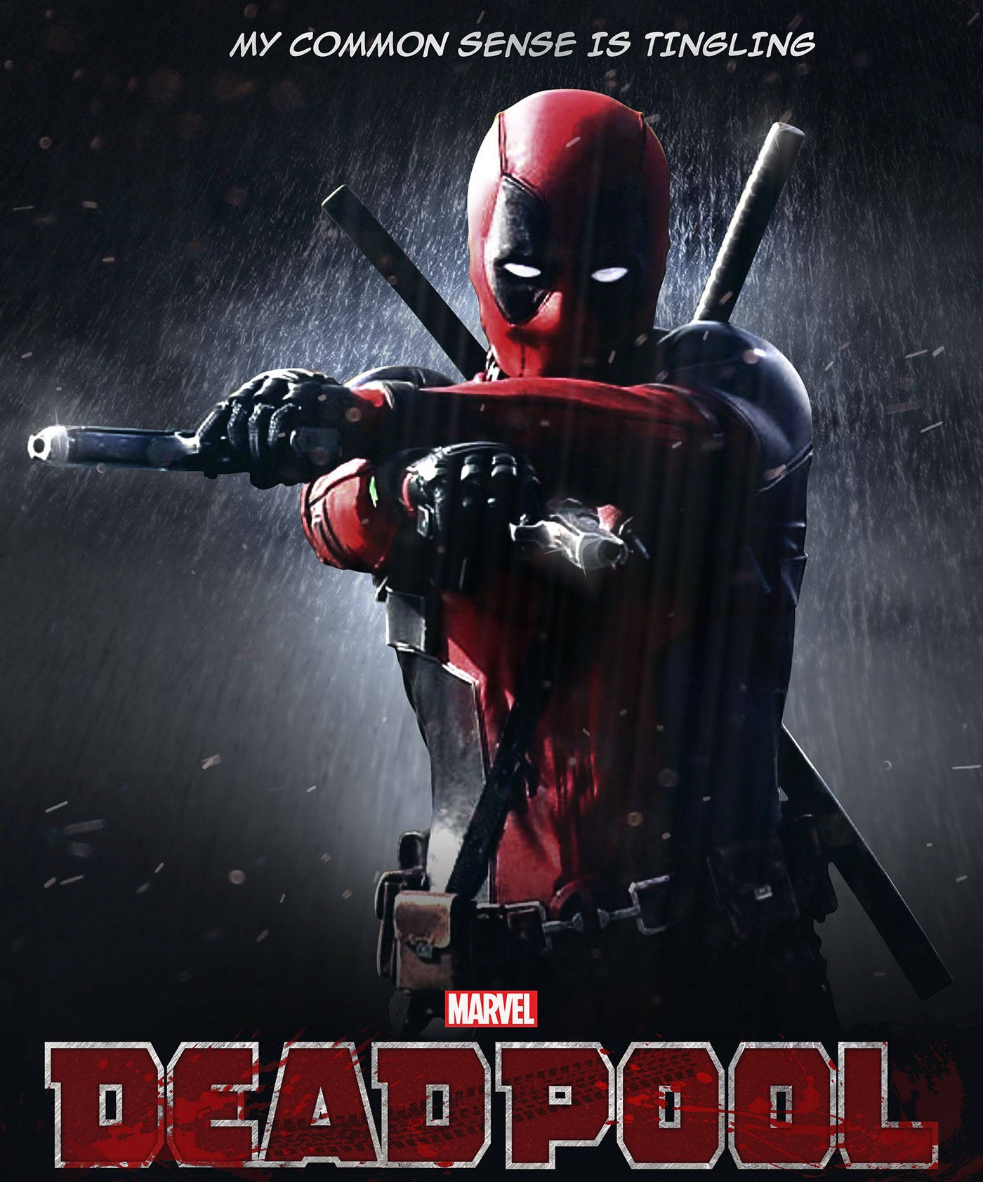 Deadpool Movie My Common Sense Is Tingling Rain Background