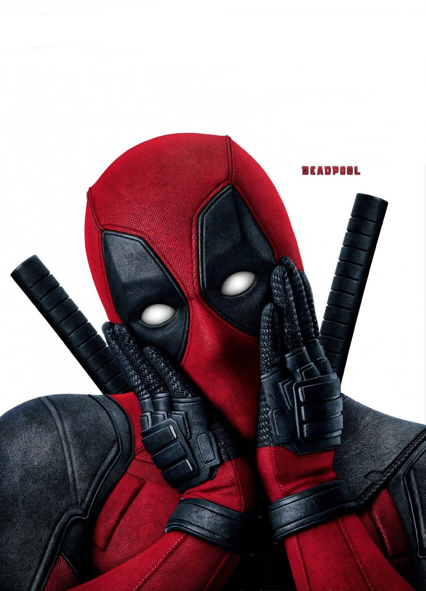 Deadpool Movie Poster Shy Expression Background