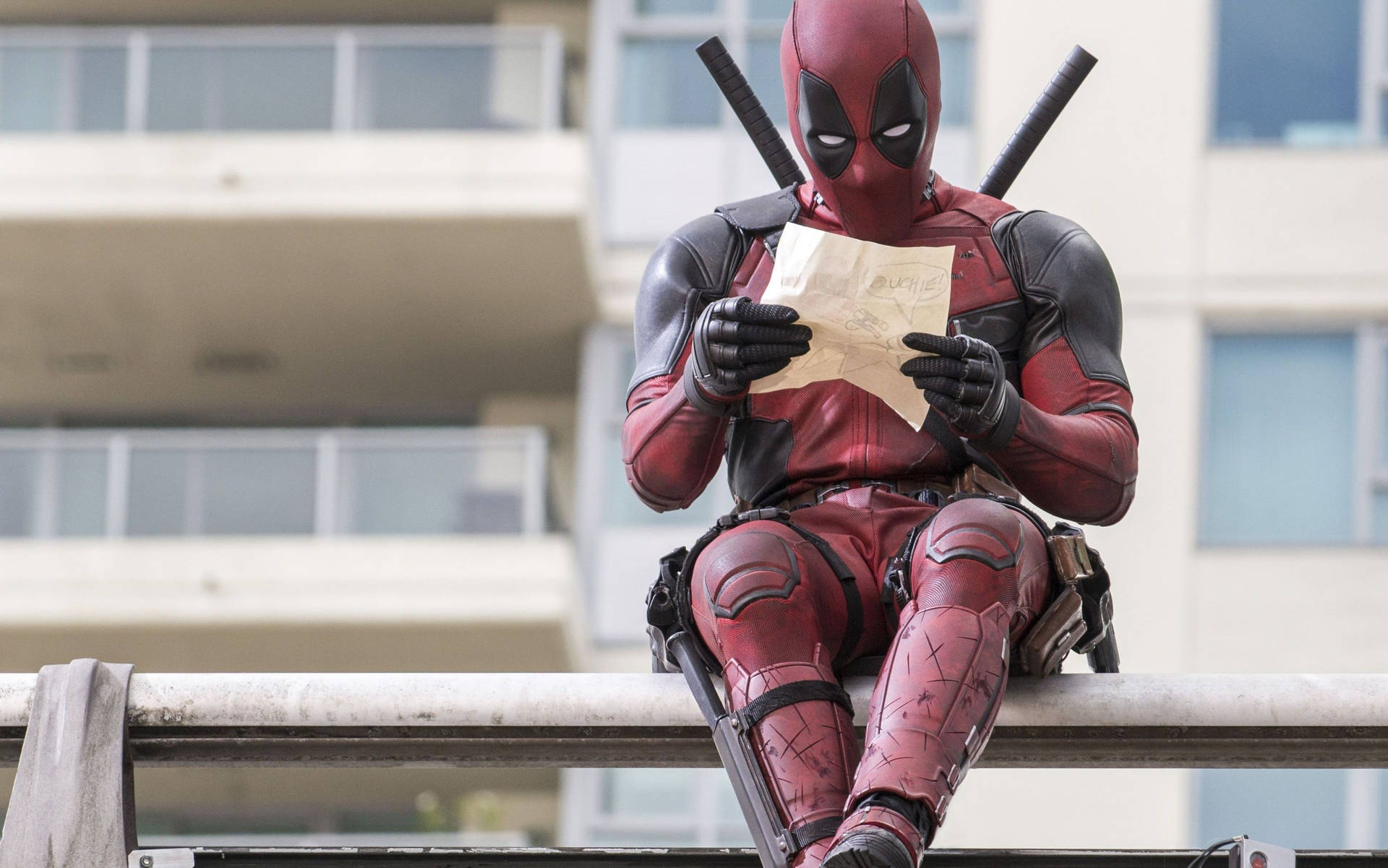 Deadpool Movie Reading A Letter Background