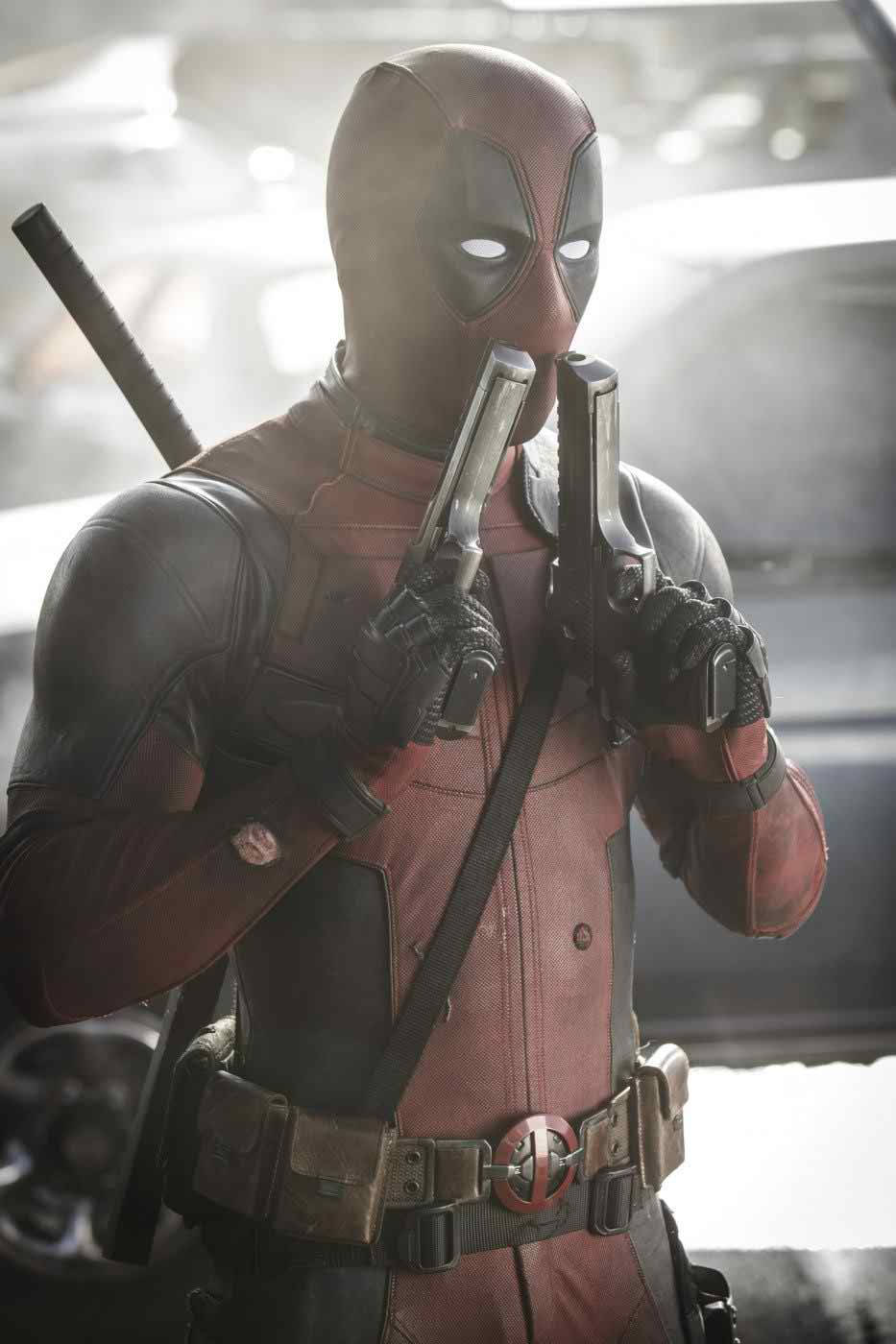 Deadpool Movie Sniffing Guns Poster Background