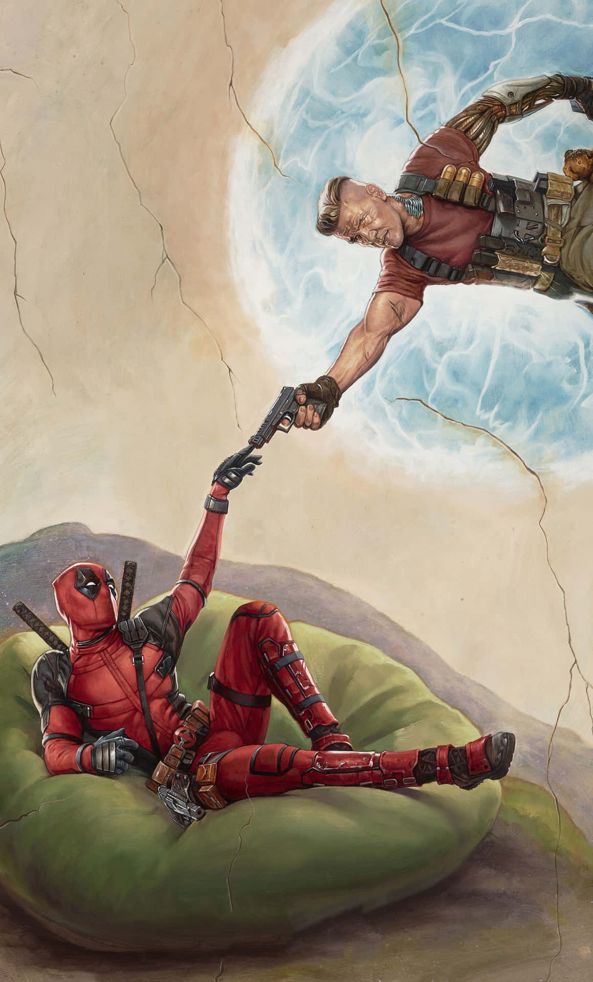 Deadpool Version Of Creation Of Adam 4k