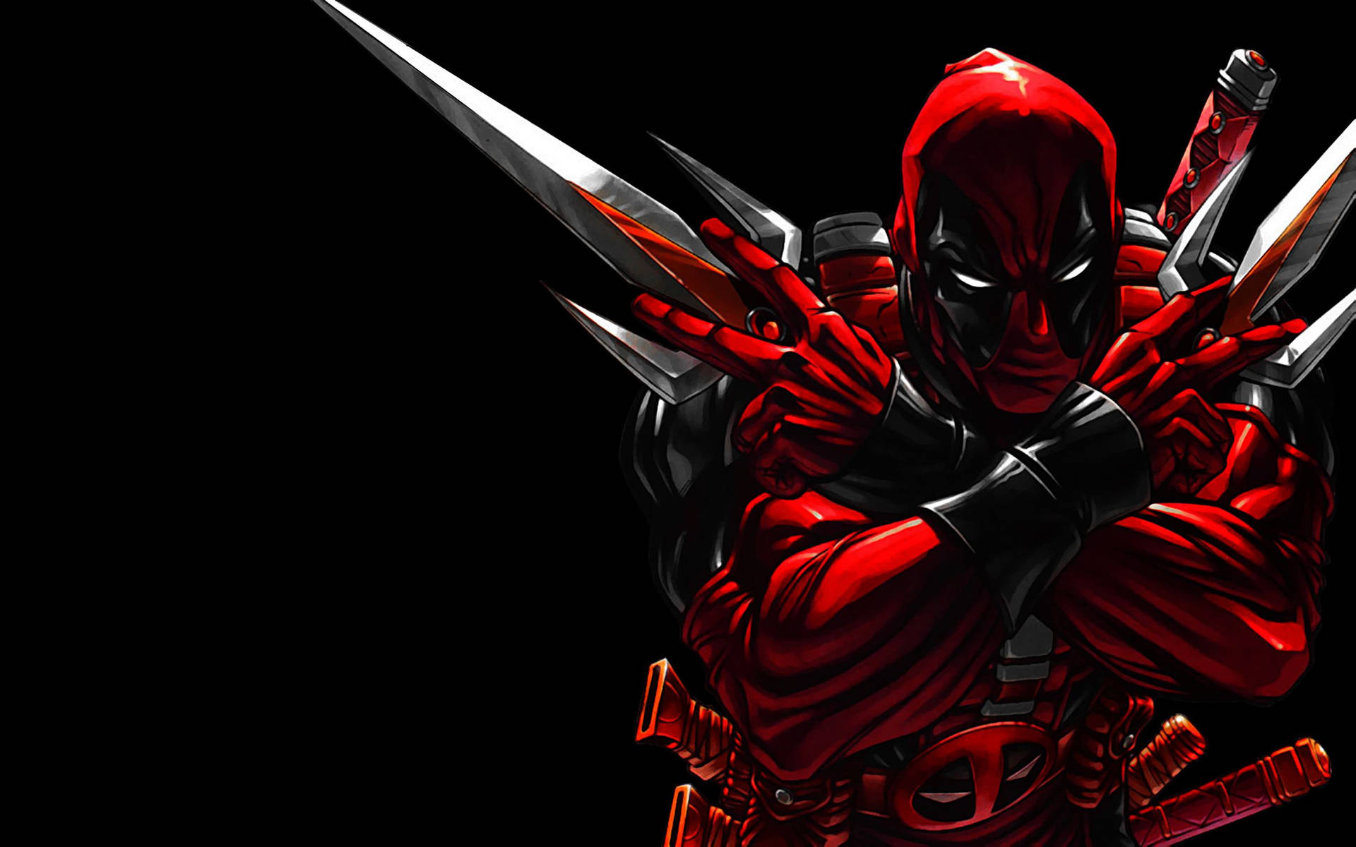 Deadpool With Pair Of Sias Background