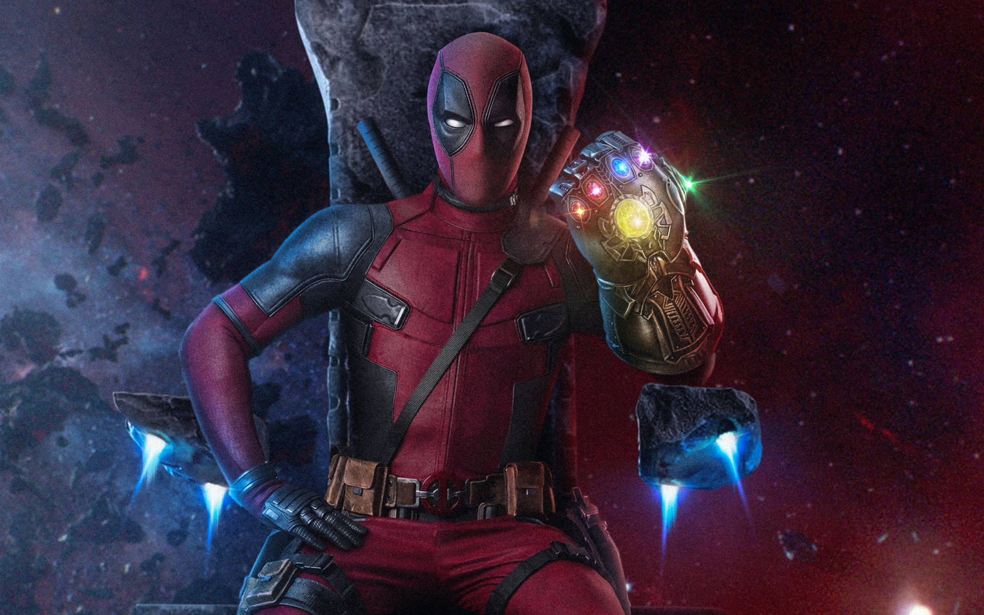 Deadpool With The Infinity Stones Background
