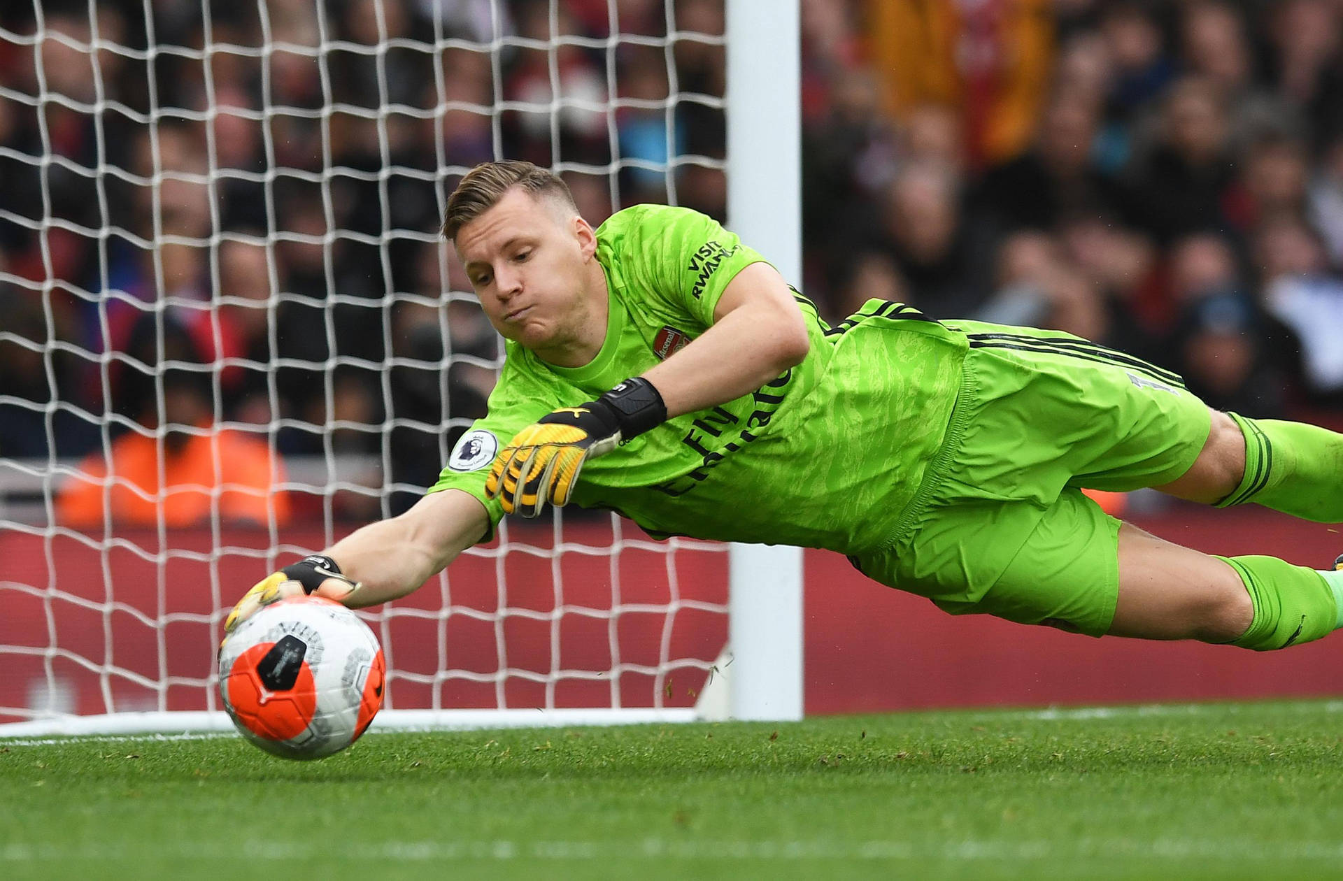 Dean Henderson Lunging For Ball Background