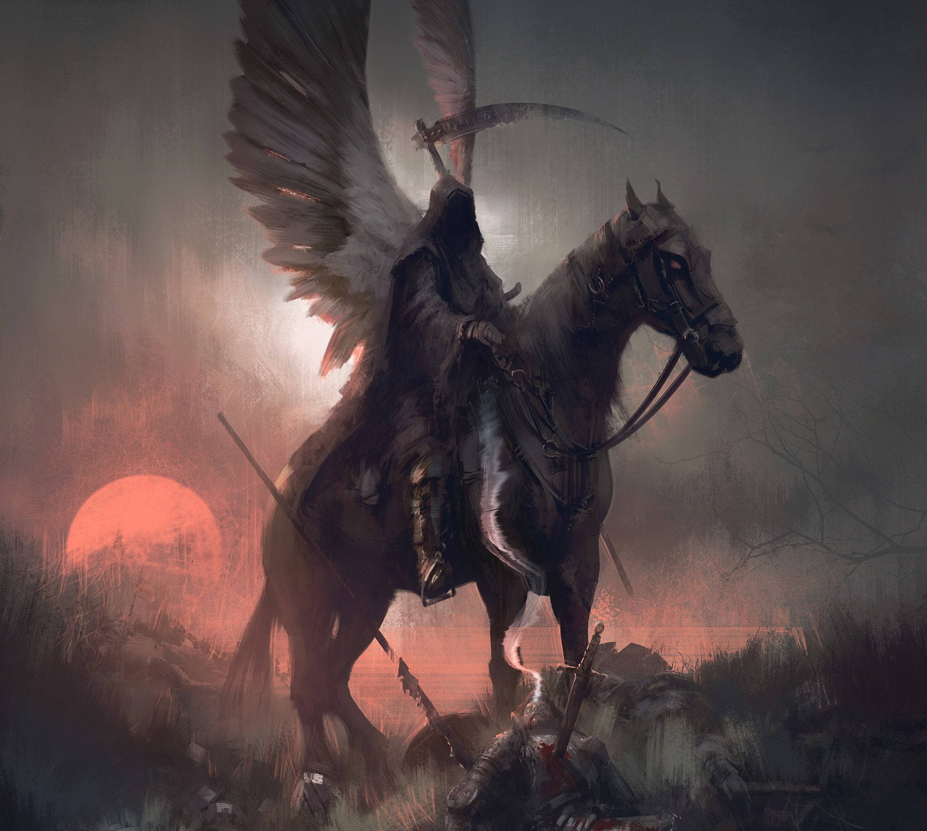 Death Black Angel Wings Background
