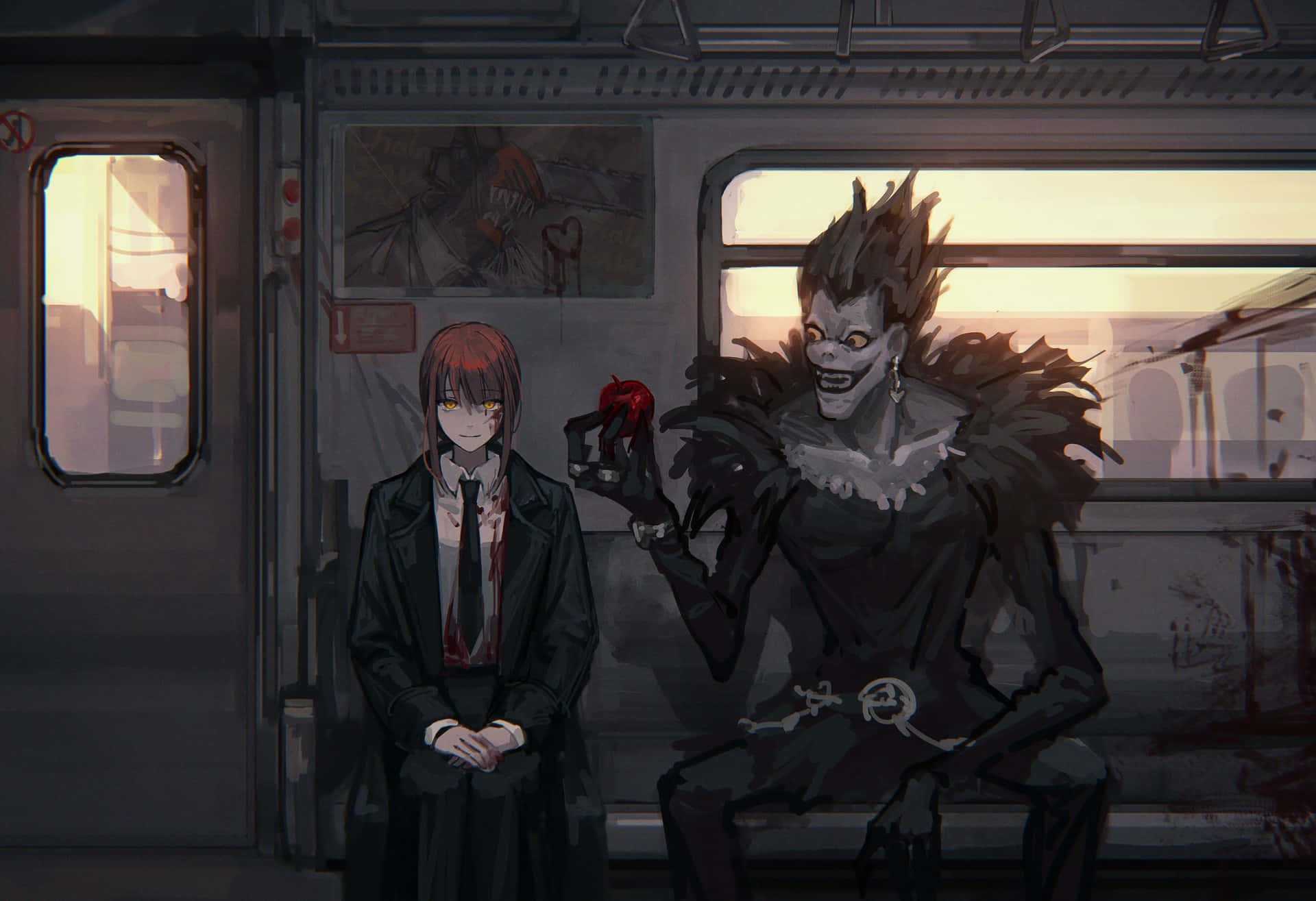 Death Note Ryukand Lightin Train Background