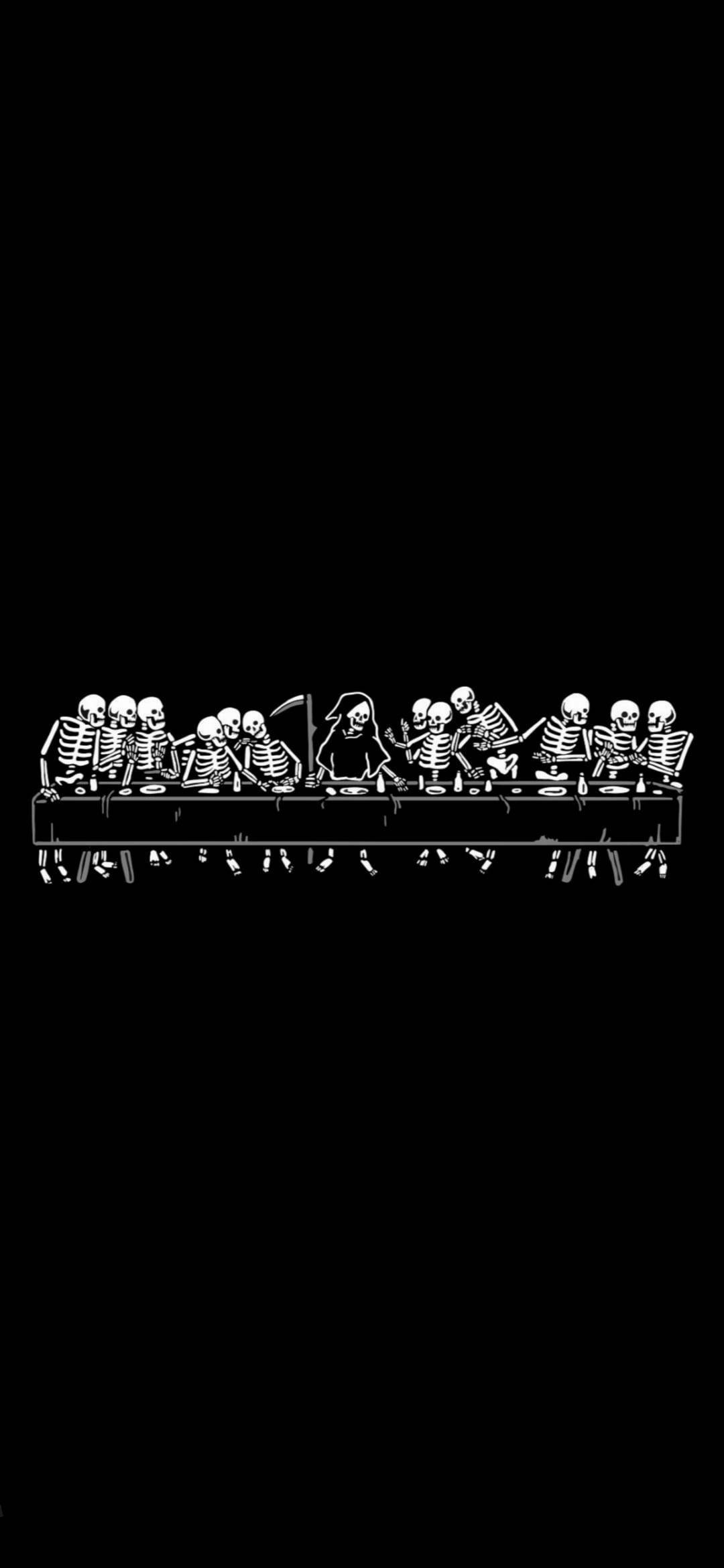 Death Reaper And Skeletons Aesthetic Dinner Background
