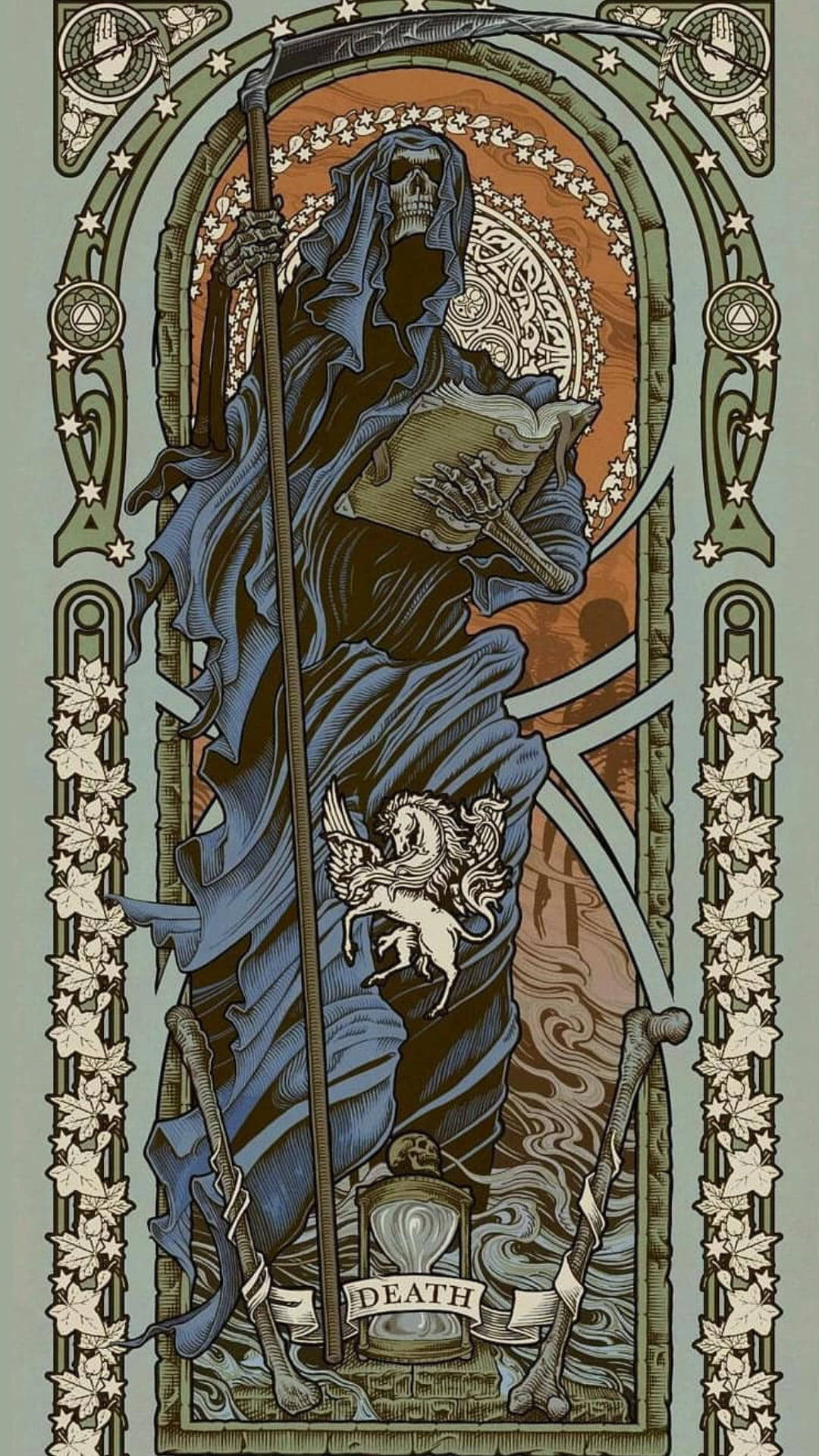 Death Reaper Card Skeleton Aesthetic Background
