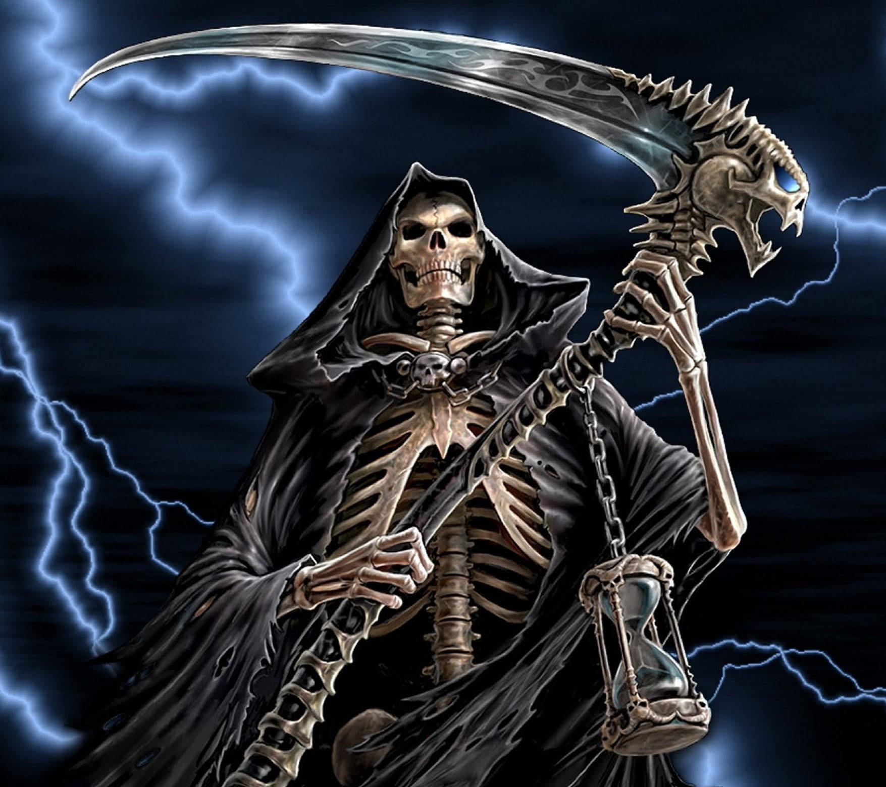 Death Reaper Skeleton Aesthetic Thunderstorm Background