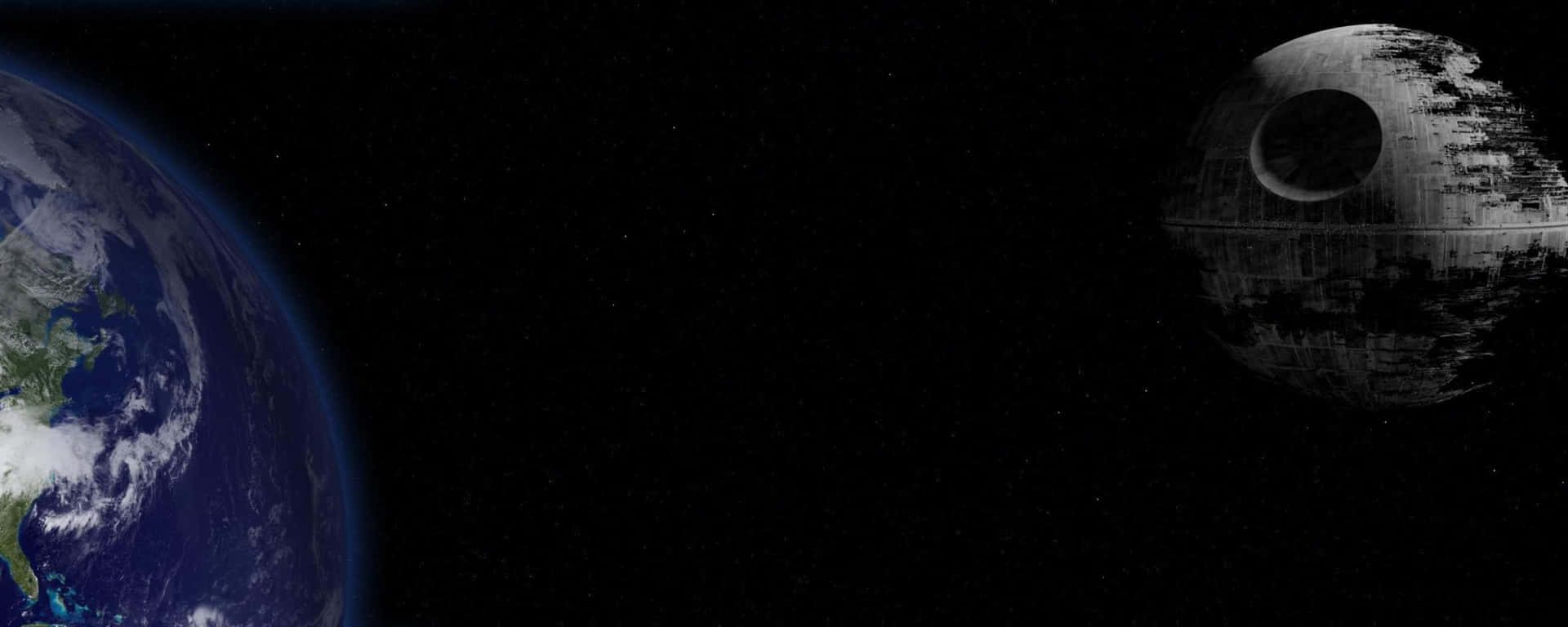 Death Star Orbiting Earth Background