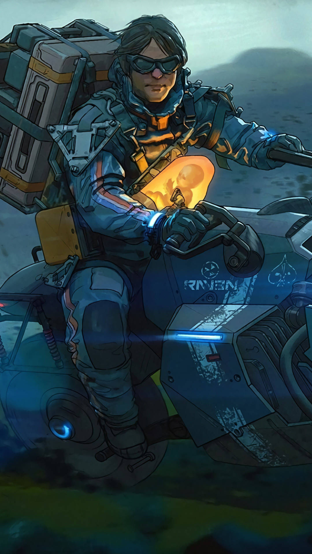 Death Stranding Sam Riding Motorcycle Iphone Background