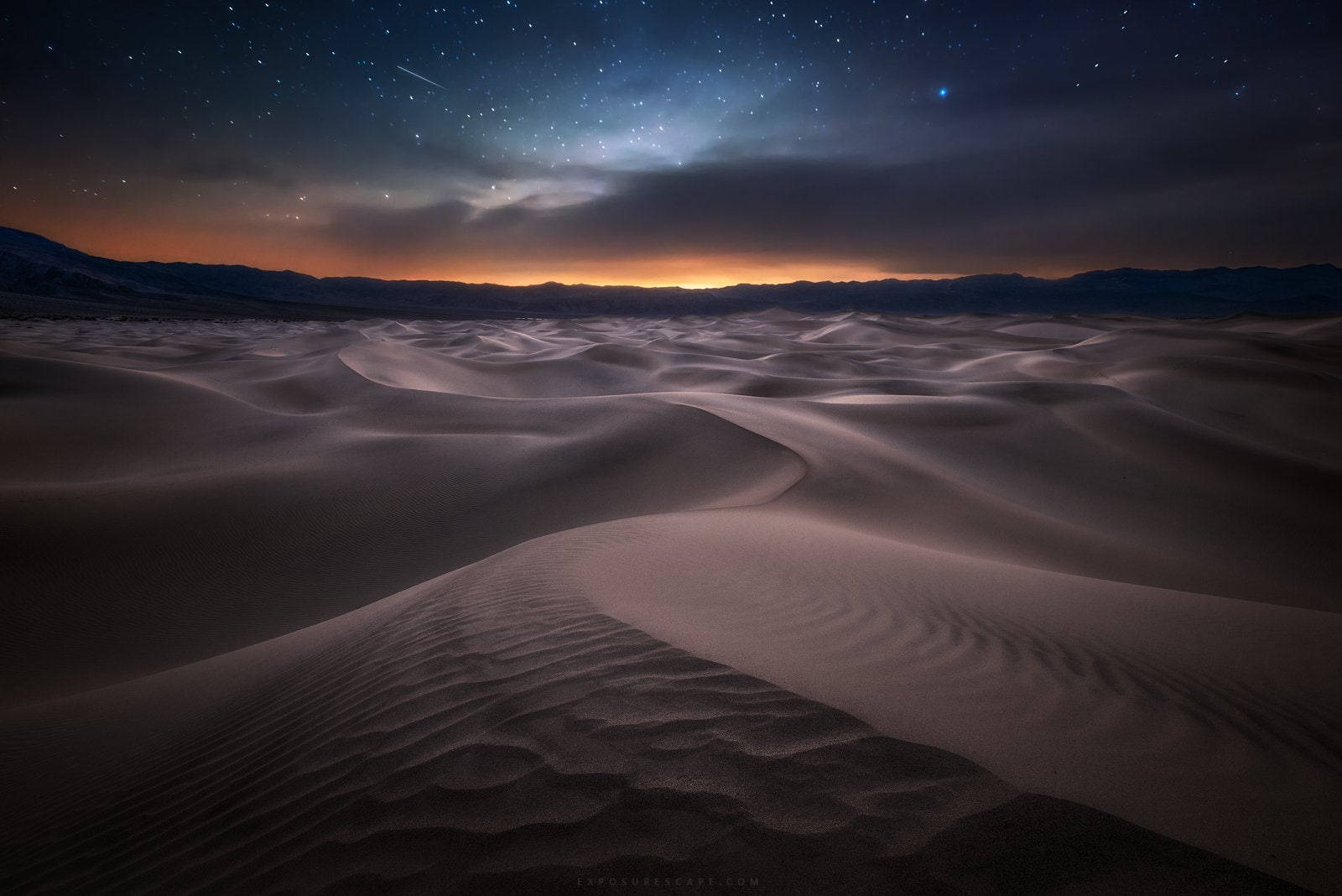 Death Valley Desert At Night Background