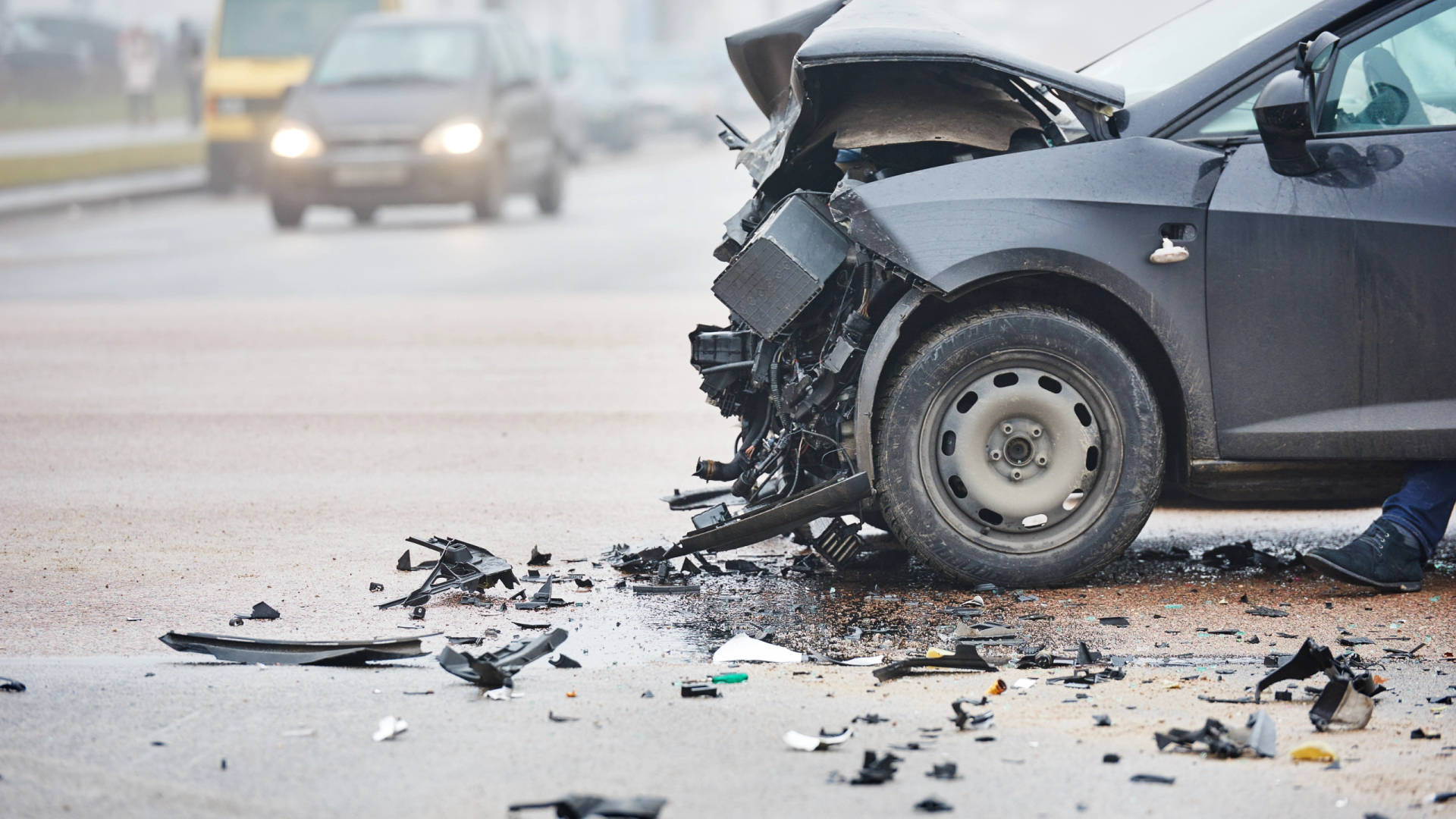 Debris Of Car Accident Background