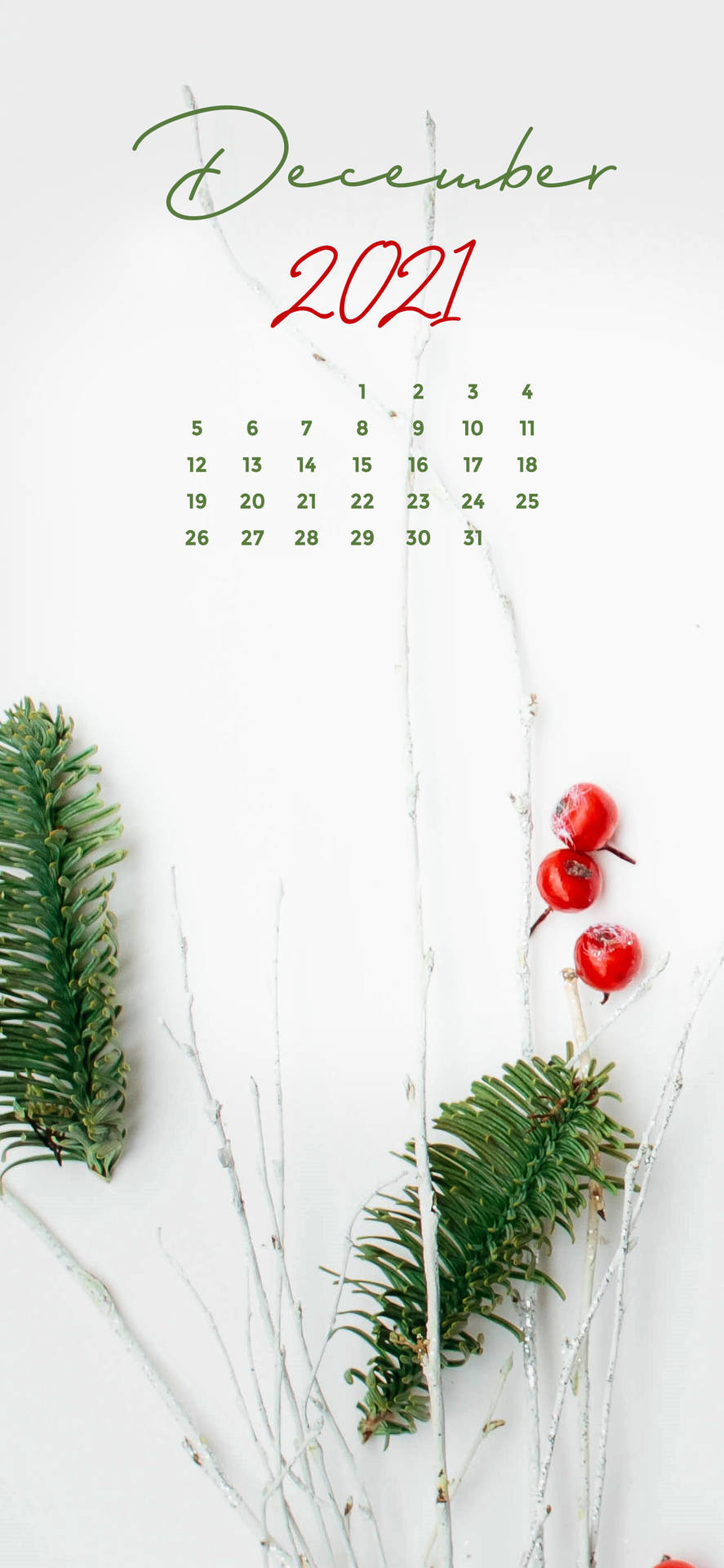 December 2021 Minimalist Calendar