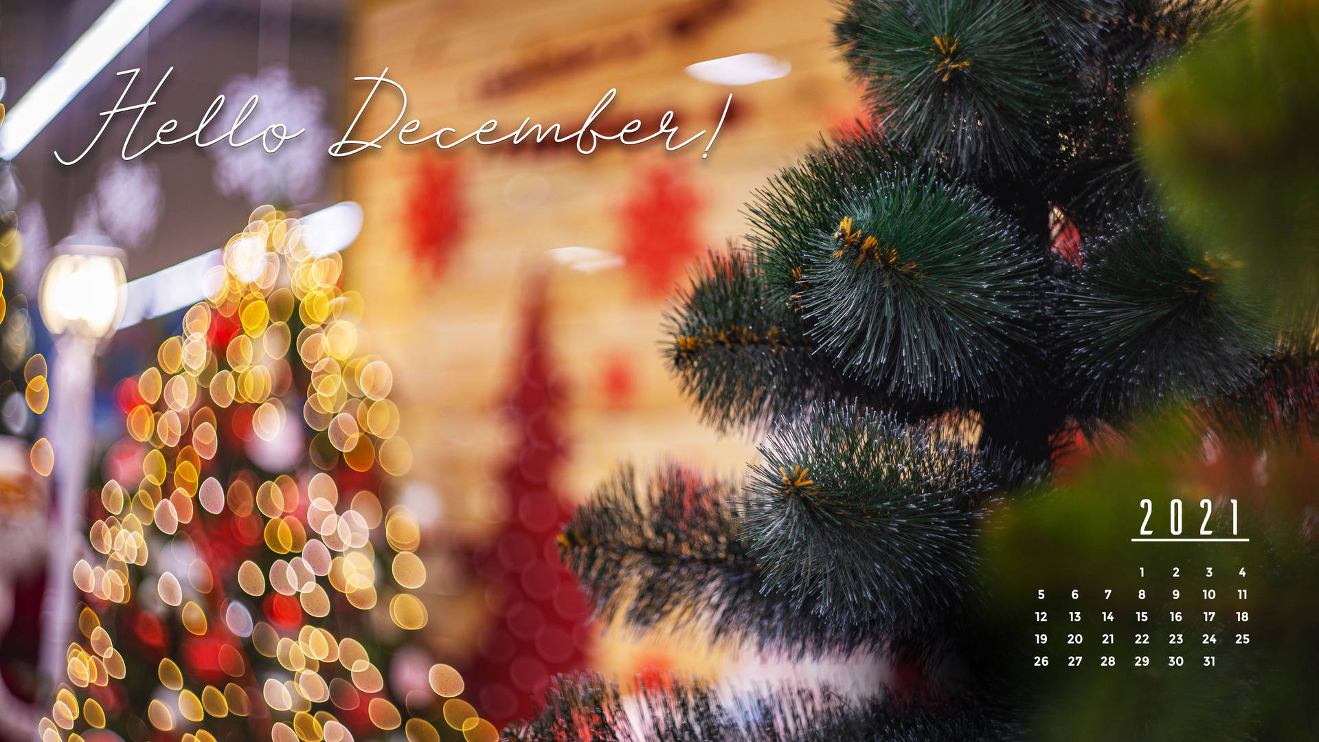 December Christmas Tree Calendar 2021 Background