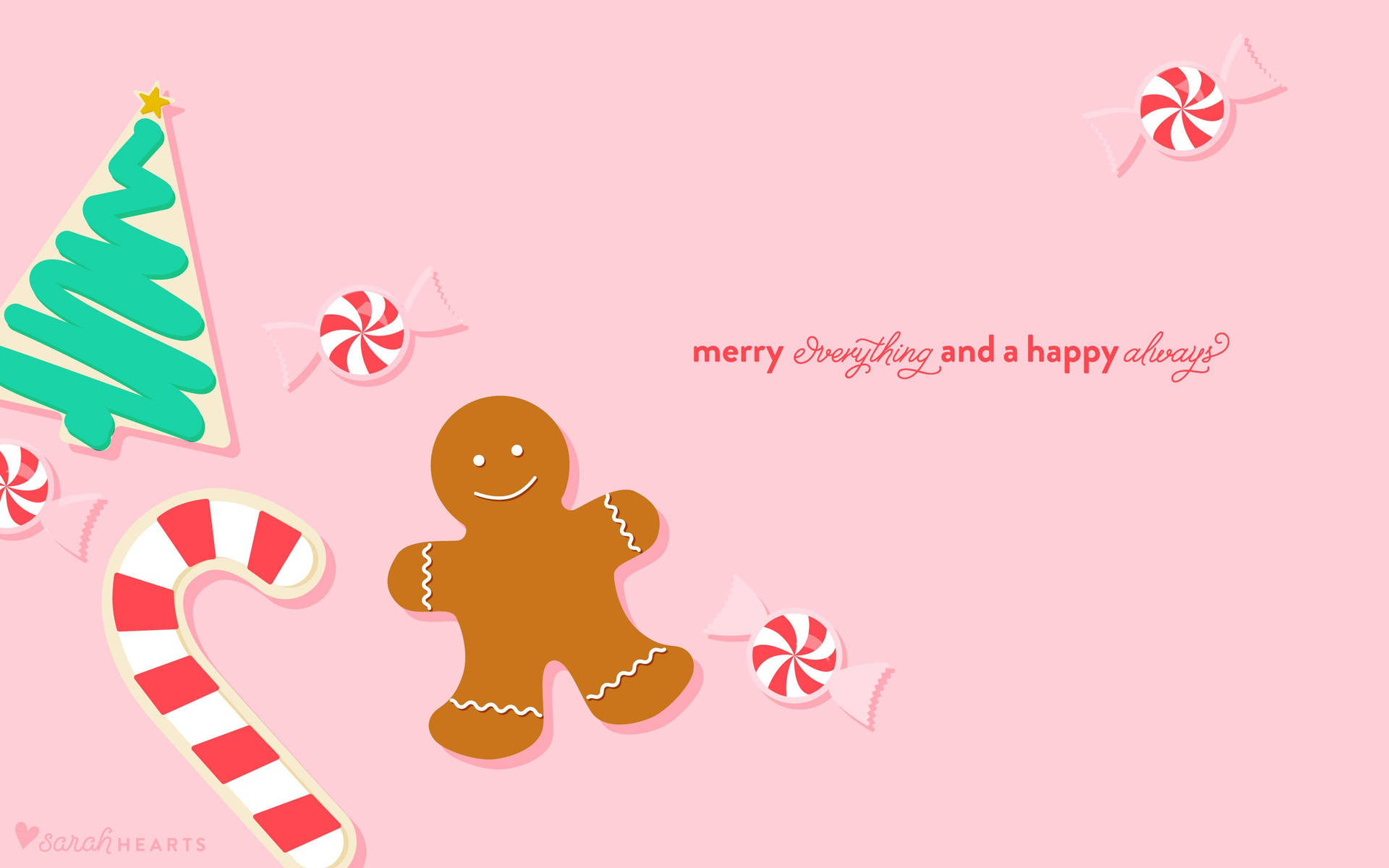 December Cute Gingerbread Background