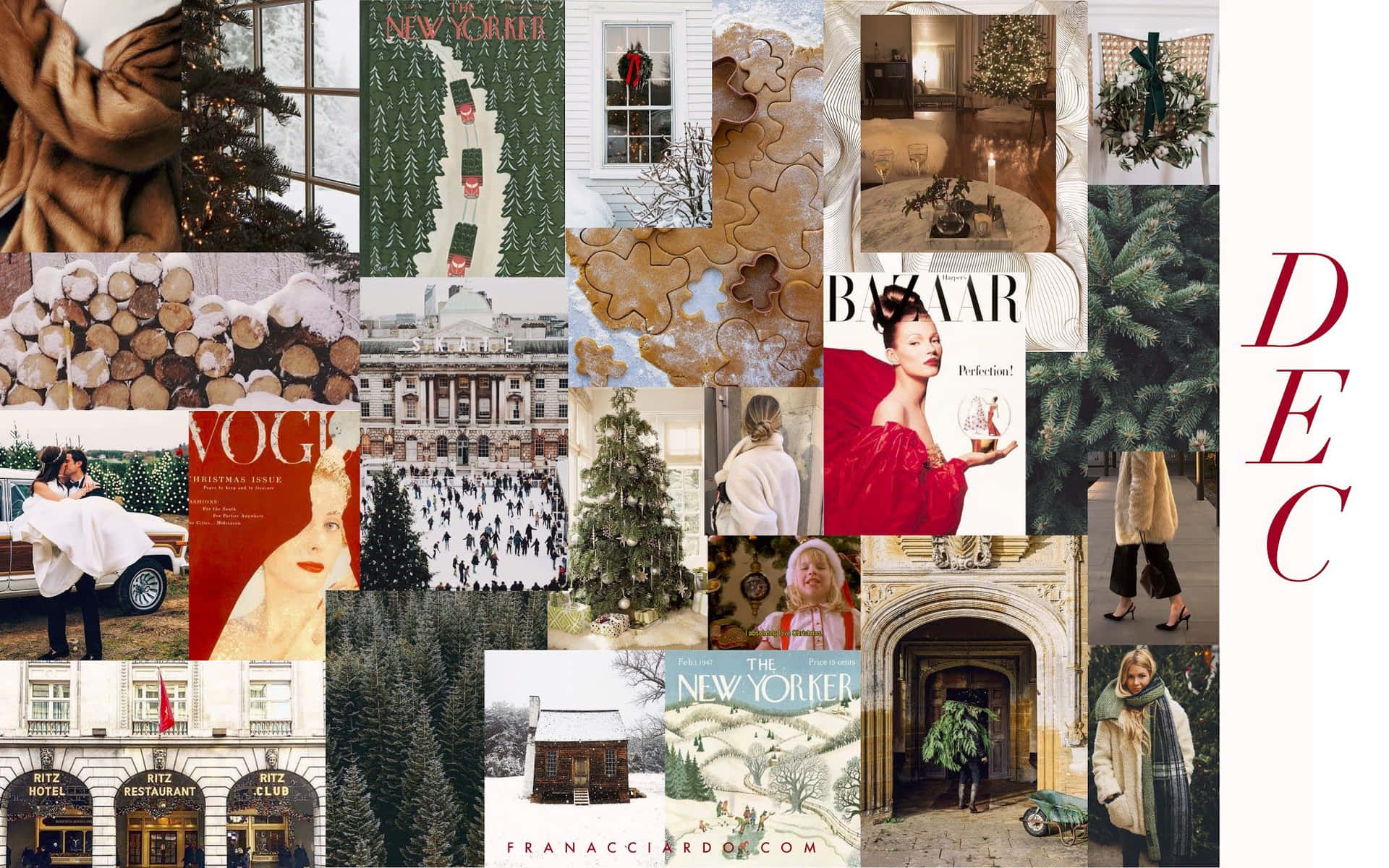 December Fashion Collage Christmas Mac Aesthetic Background