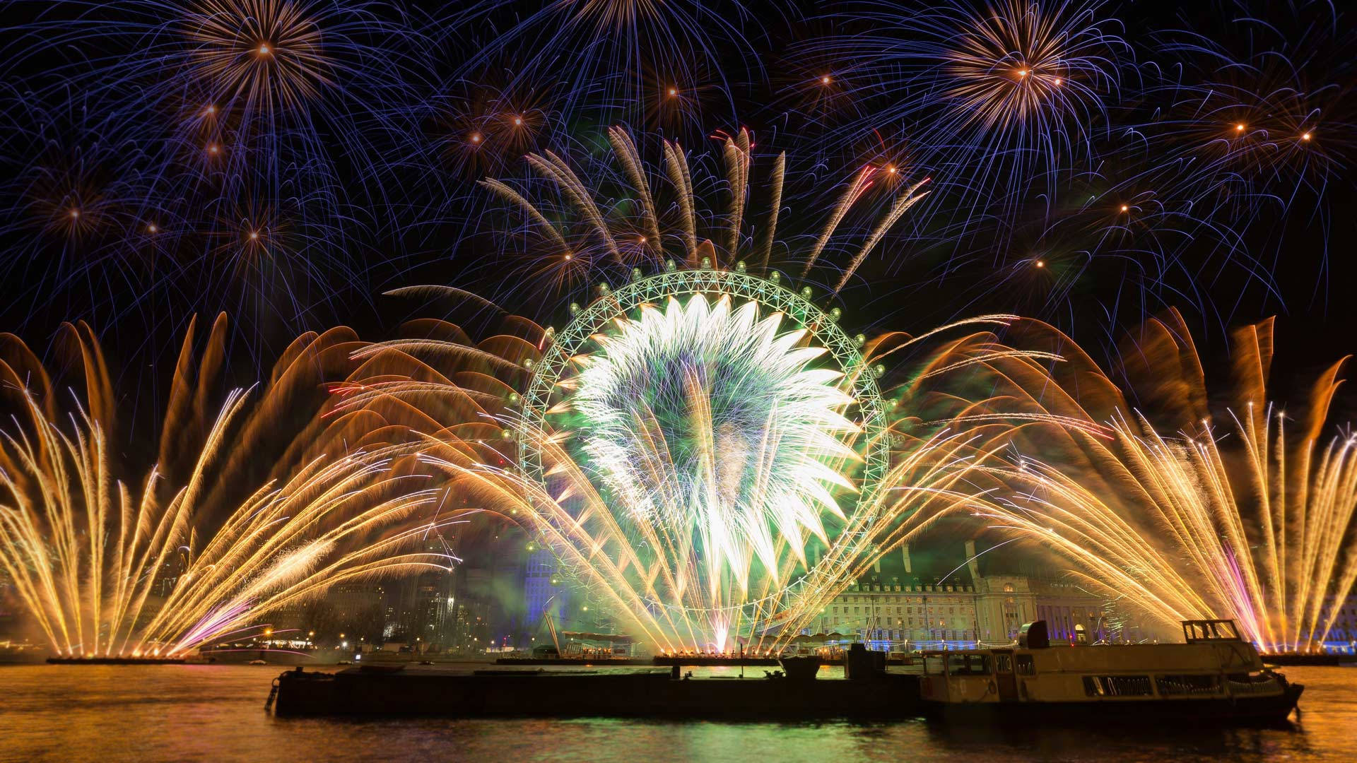 December London Fireworks Background