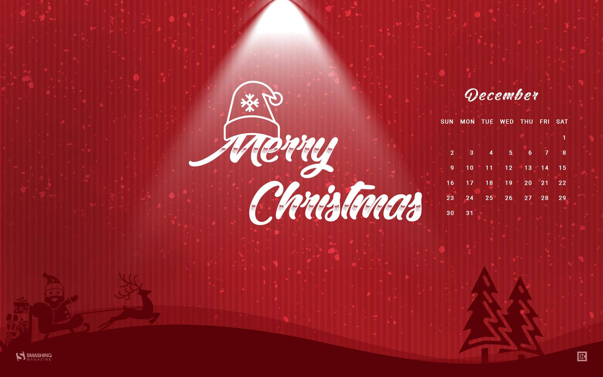 December Red Christmas Calendar Background