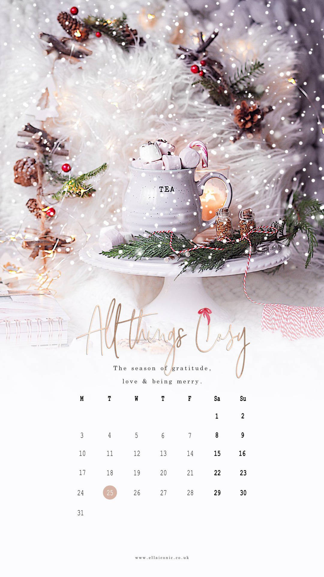 December White Christmas Calendar Background