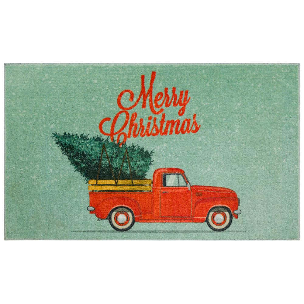 Deck The Vintage Truck With Christmas Bells And Holly Background